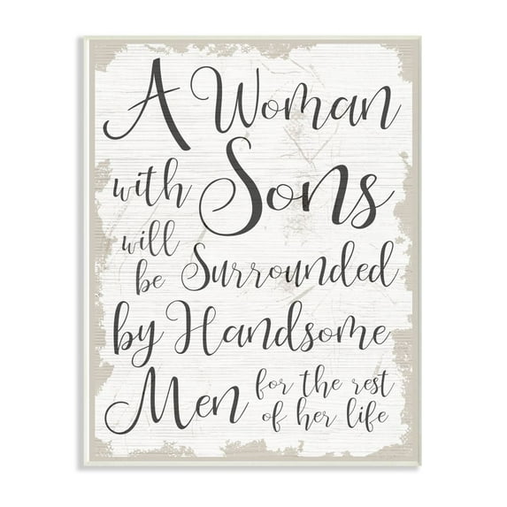Stupell Industries Handsome Sons Home Family Inspirational Word Textured Design Wall Plaque Art by Daphne Polselli