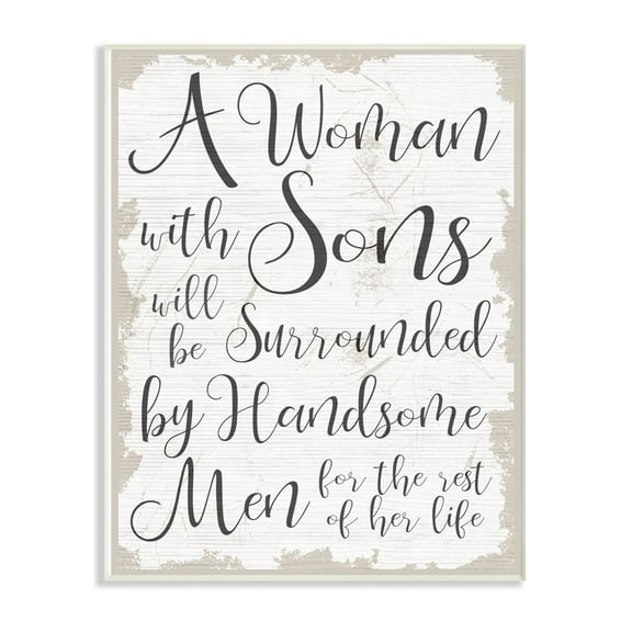 Stupell Industries Handsome Sons Home Family Inspirational Word Textured Design Wall Plaque Art by Daphne Polselli