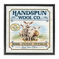 Stupell Industries Handspun Wool Sign Animals & Insects Painting Black Floater Framed Canvas Art Print Wall Art, 18 x 18