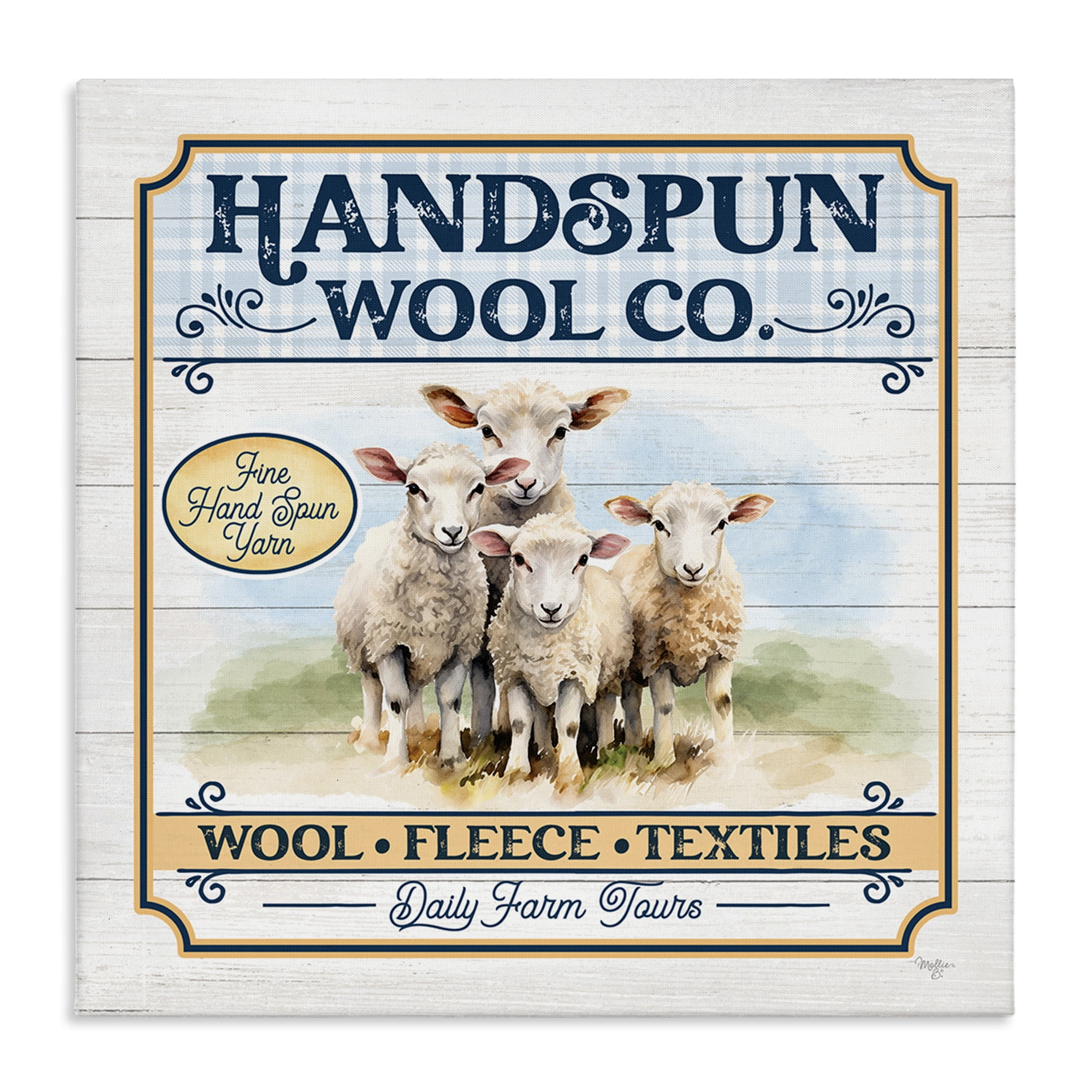 Stupell Industries Handspun Wool Sign Animals & Insects Painting Gallery Wrapped Canvas Art Print Wall Art, 24 x 24