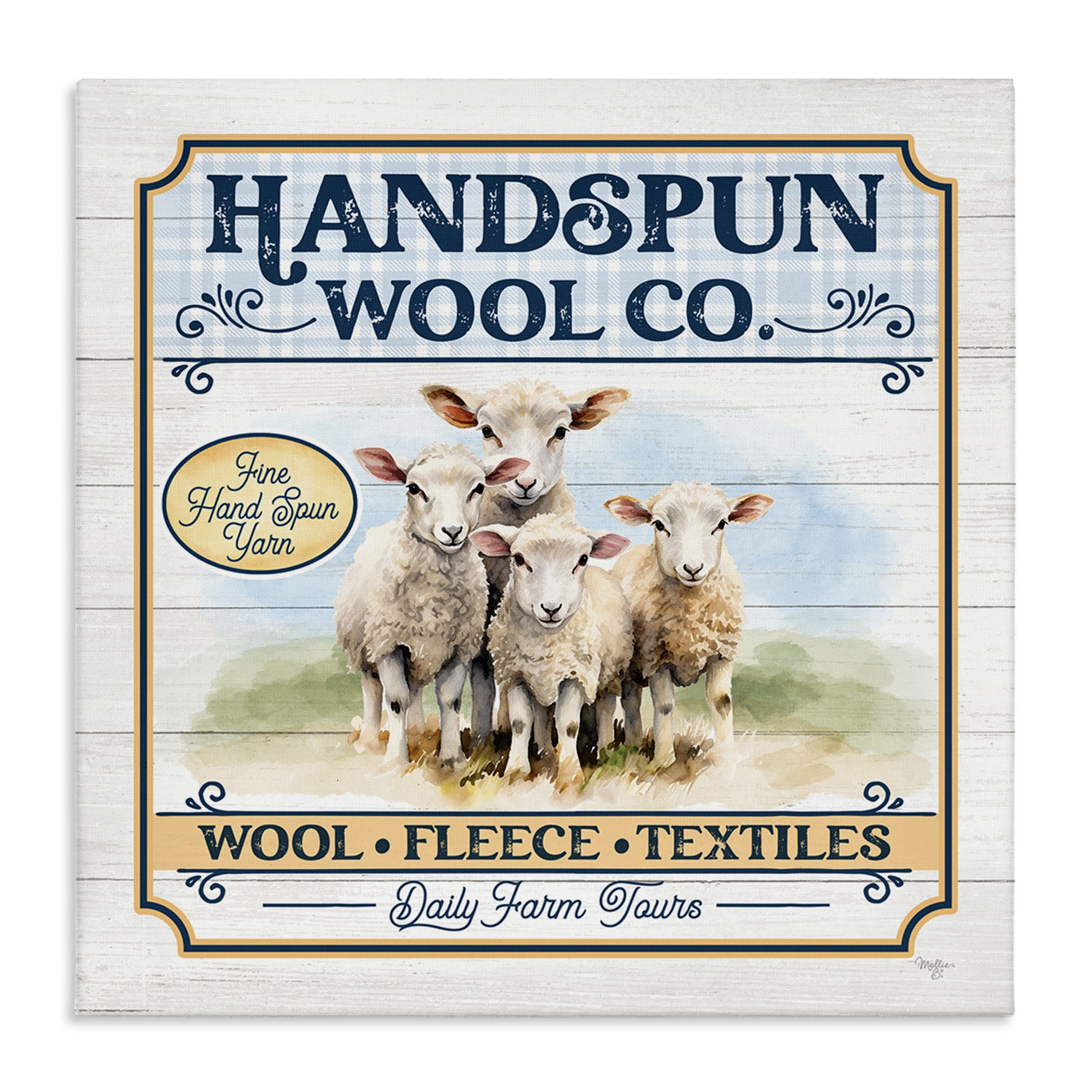 Stupell Industries Handspun Wool Sign Animals & Insects Painting Gallery Wrapped Canvas Art Print Wall Art, 36 x 36
