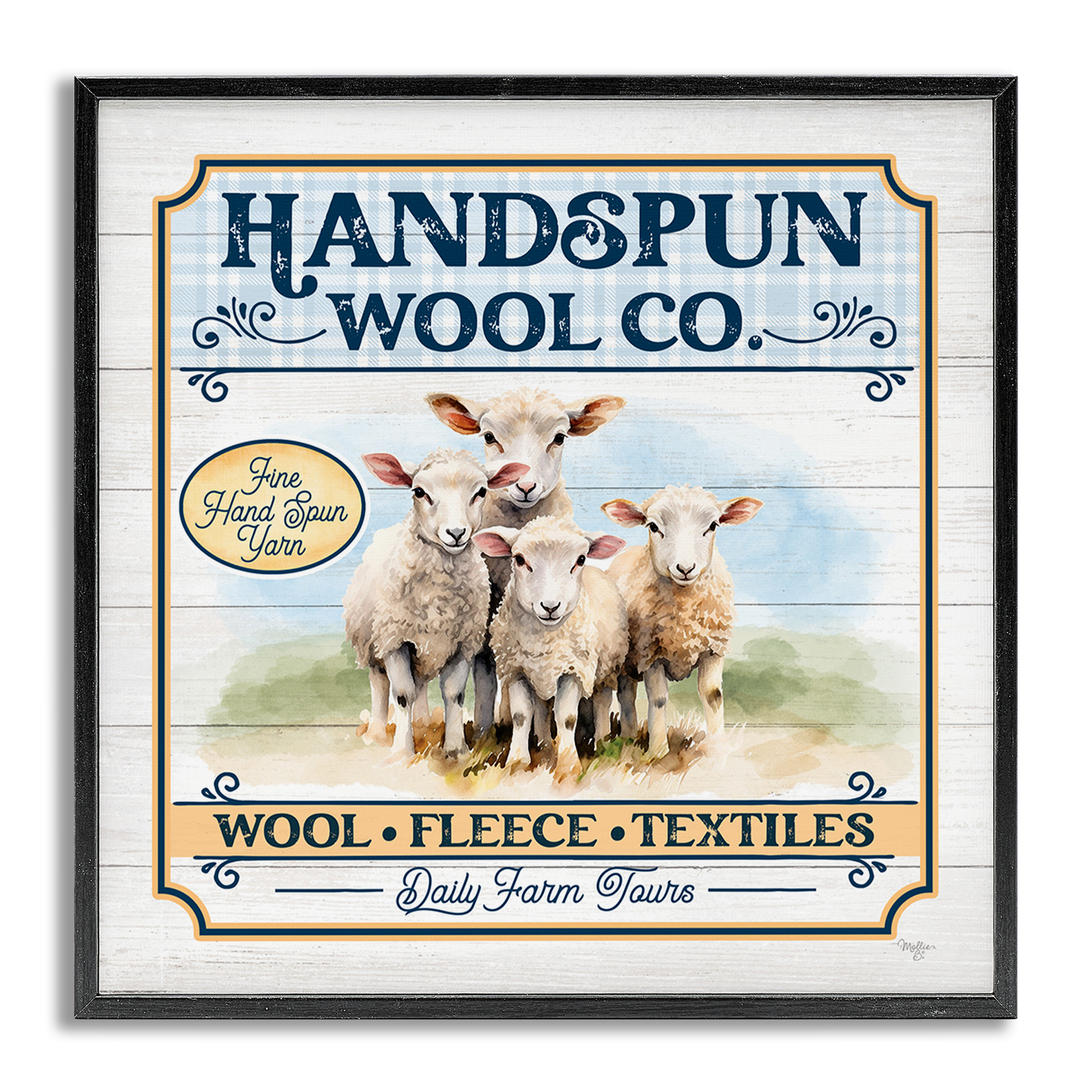 Stupell Industries Handspun Wool Sign Animals & Insects Painting Gray Framed Art Print Wall Art, 24 x 24