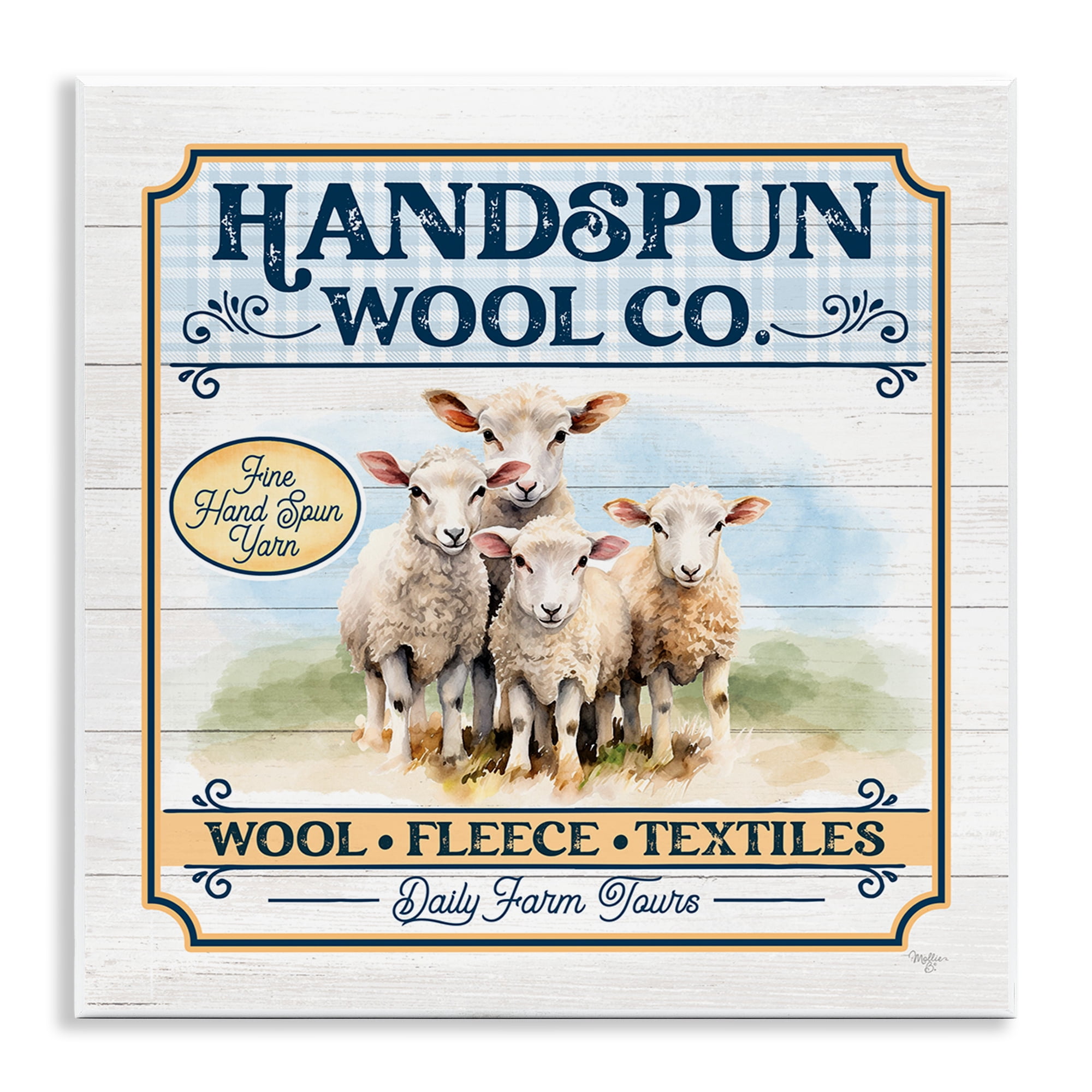 Stupell Industries Handspun Wool Sign Animals & Insects Painting Unframed Art Print Wall Art, 12 x 12