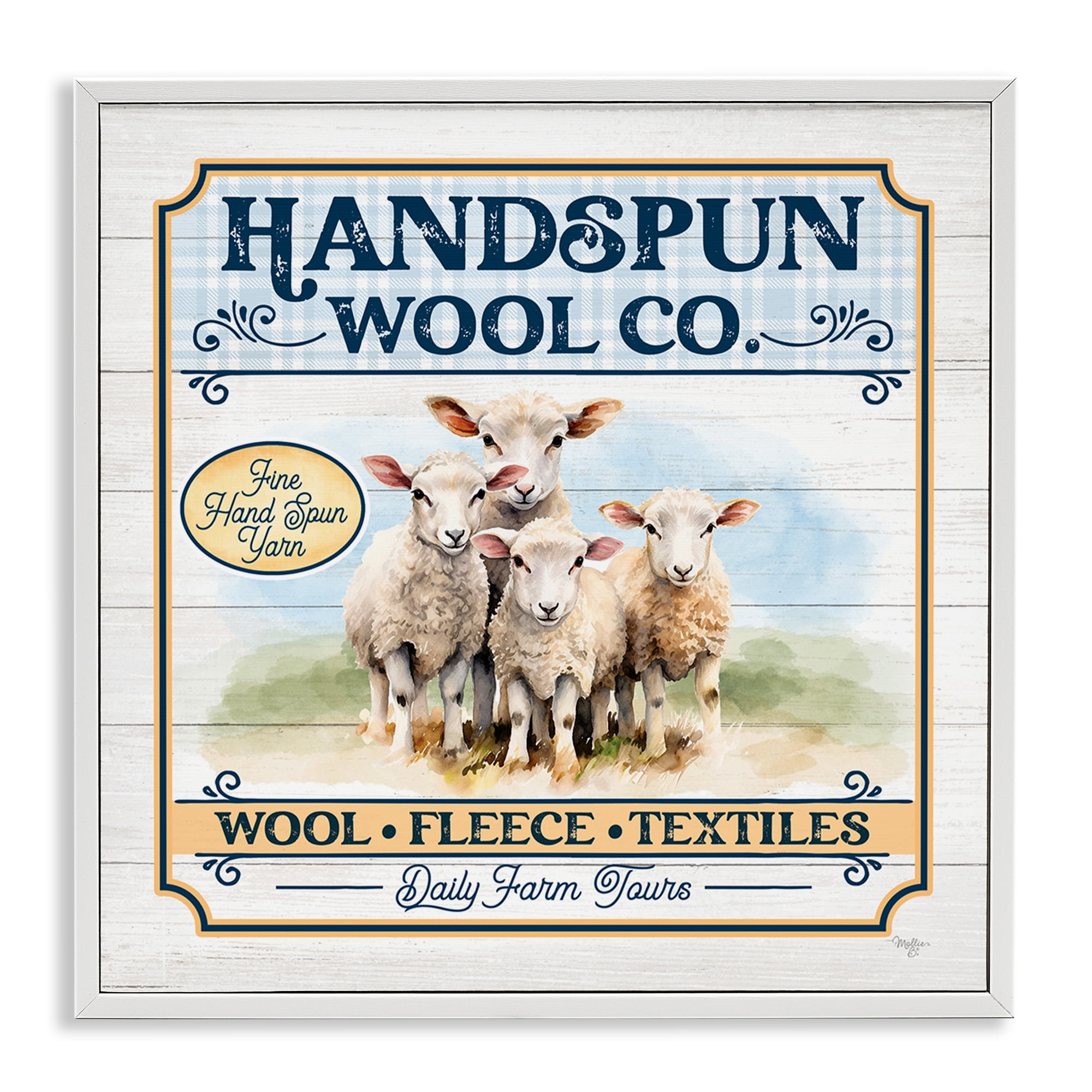 Stupell Industries Handspun Wool Sign Animals & Insects Painting White Framed Art Print Wall Art, 24 x 24