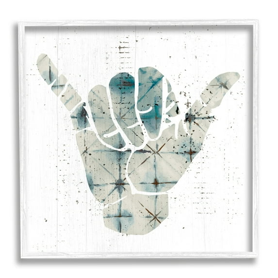 Stupell Industries Hang Loose Hand Sign Modern Abstract Pattern Graphic Art White Framed Art Print Wall Art, 17x17, by Daphne Polselli