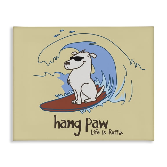Stupell Industries Hang Paw Surfing Dog Animals Painting Wrapped Canvas Art Print Wall Art, 30 x 24