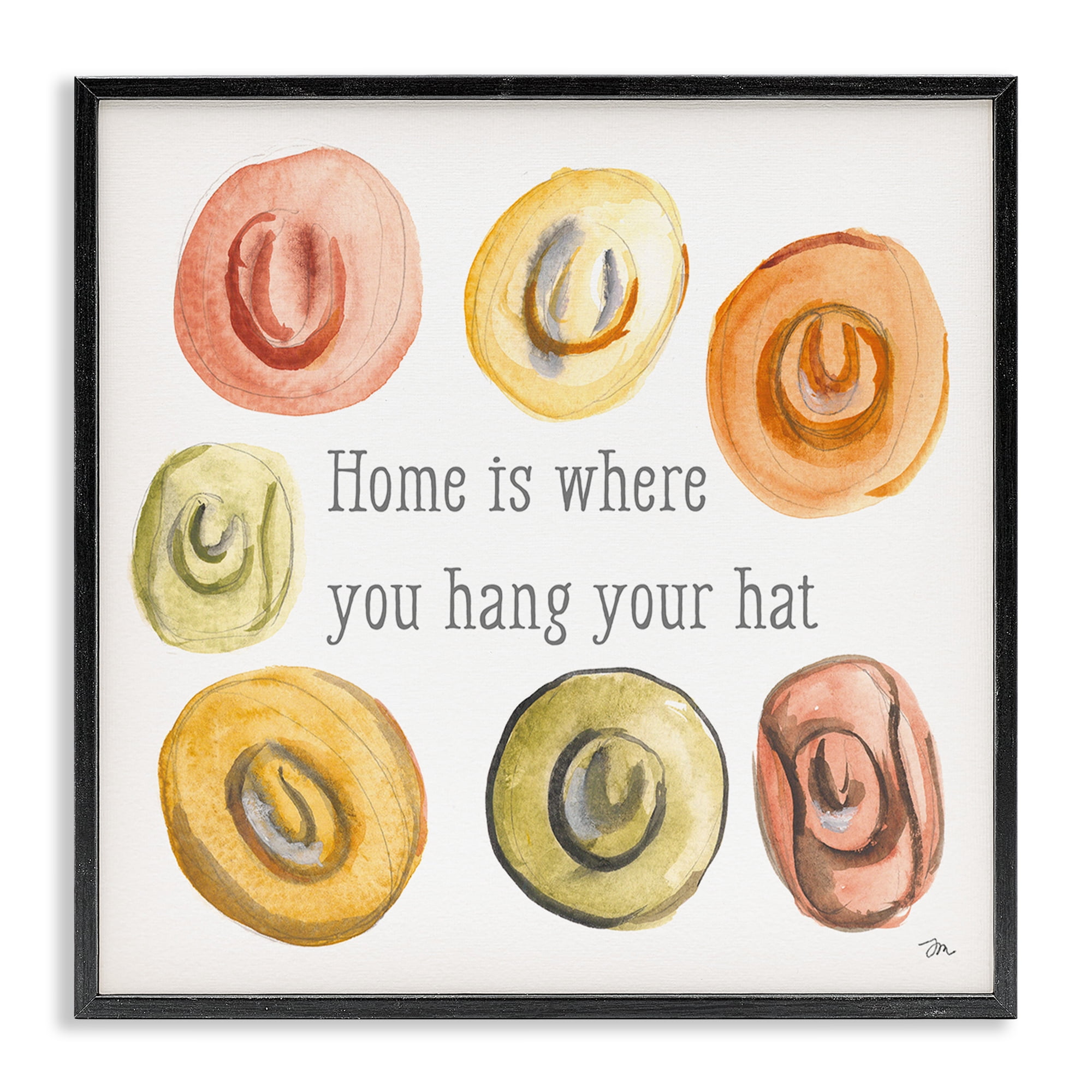 Stupell Industries Hang Your Hat Phrase Typography Painting Black Framed Art Print Wall Art, 12 x 12