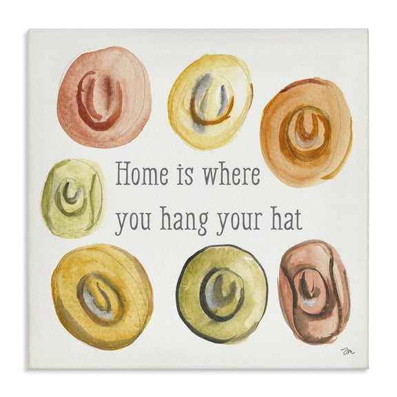 Stupell Industries Hang Your Hat Phrase Typography Painting Gallery Wrapped Canvas Art Print Wall Art, 17 x 17