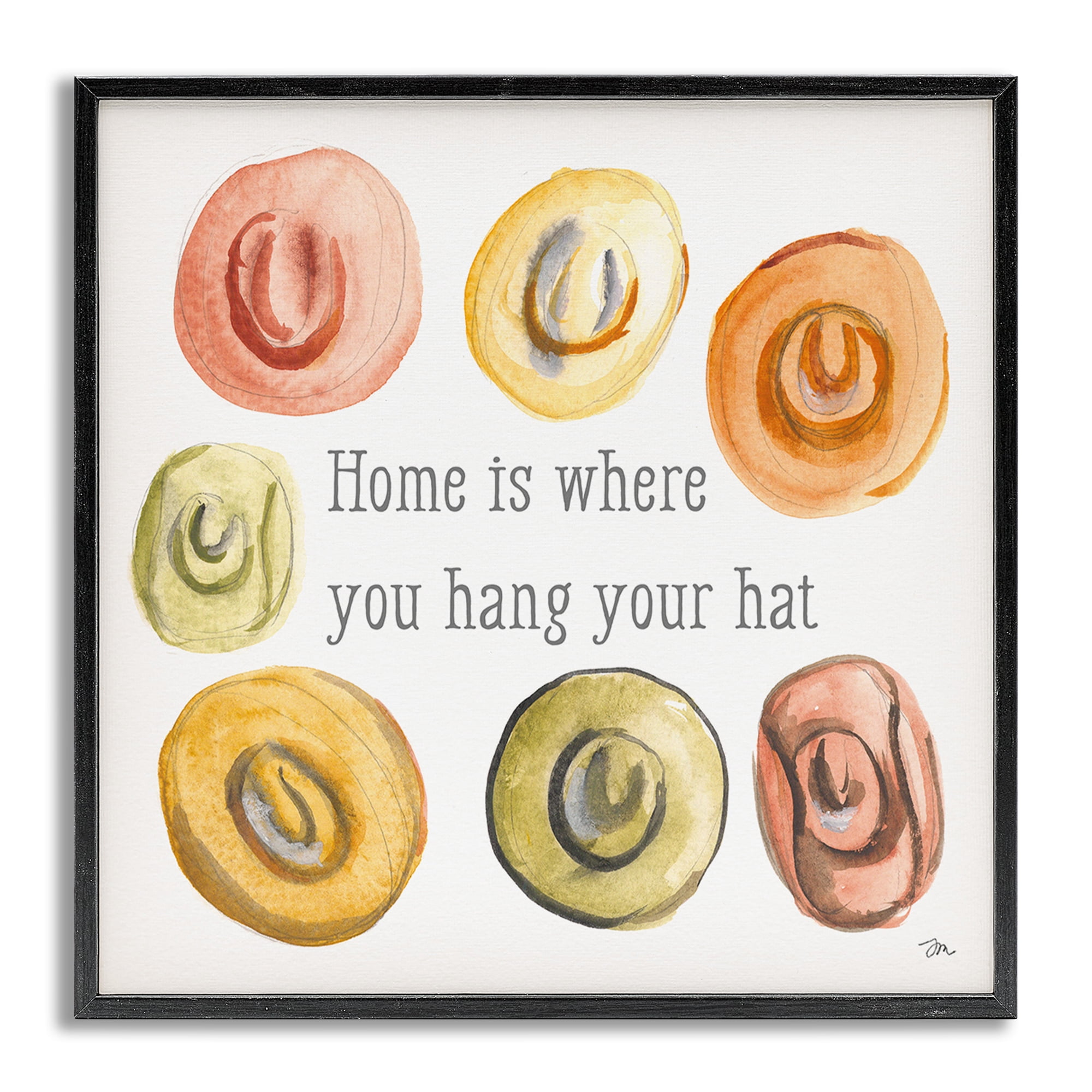 Stupell Industries Hang Your Hat Phrase Typography Painting Gray Framed Art Print Wall Art, 17 x 17