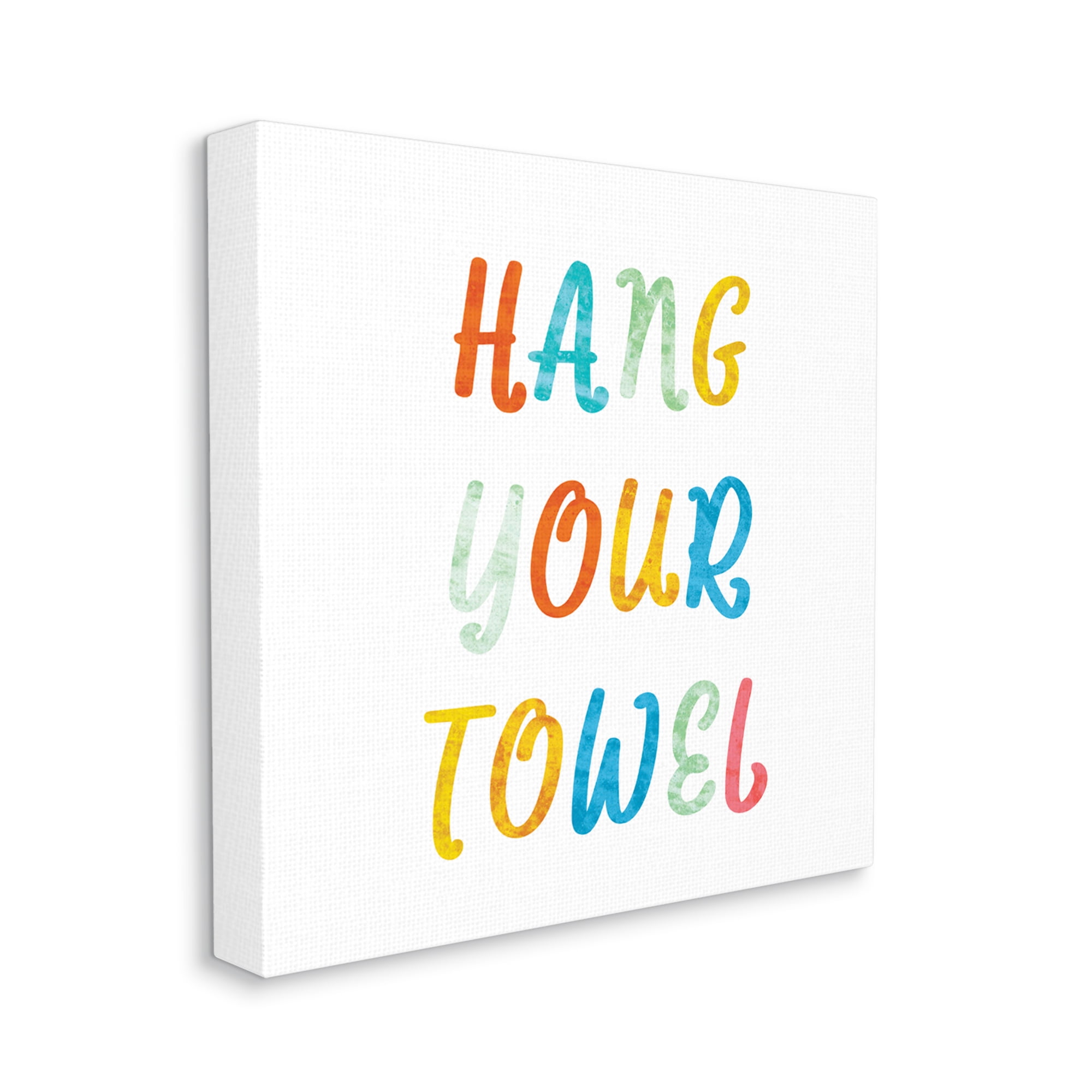 Stupell Industries Hang Your Towel Bathroom Rules Kids Typography Typography Painting Gallery Wrapped Canvas Print Wall Art, 30 x 30