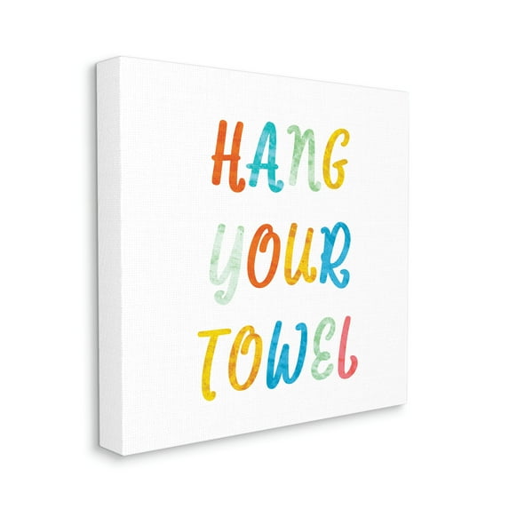 Stupell Industries Hang Your Towel Bathroom Rules Kids Typography Typography Painting Gallery Wrapped Canvas Print Wall Art, 30 x 30