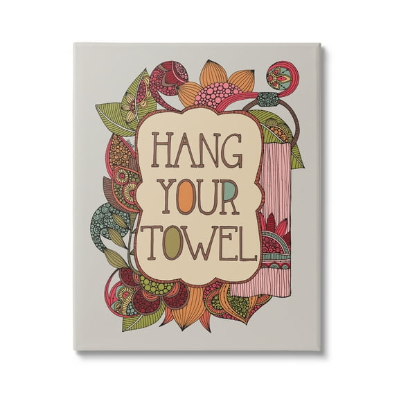 Stupell Industries Hang Your Towel Intricate Floral Mandala Shapes Graphic Art Gallery Wrapped Canvas Print Wall Art, Design by Valentina Harper