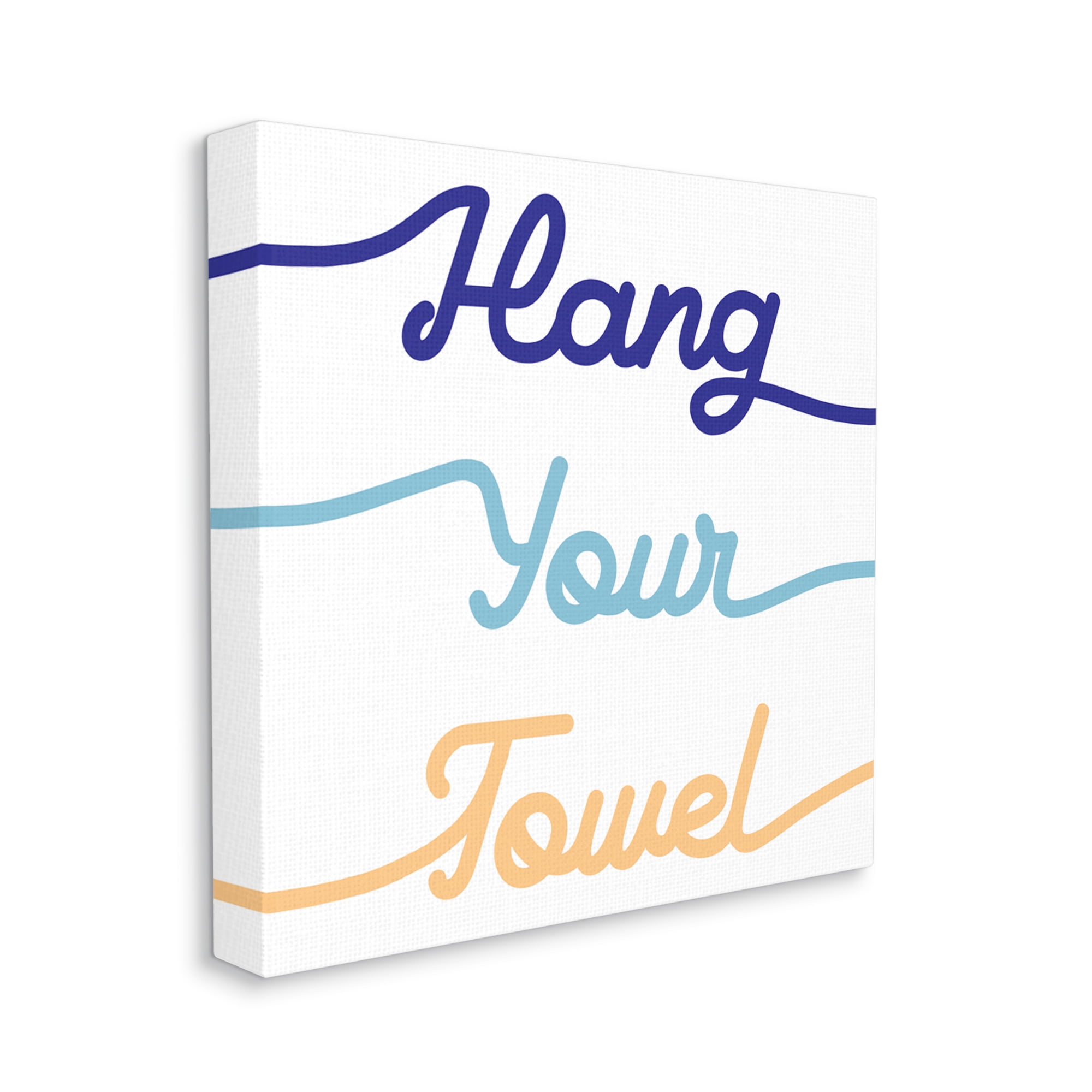Stupell Industries Hang Your Towel Phrase Children's Bathroom Typography Typography Painting Gallery Wrapped Canvas Print Wall Art, 36 x 36