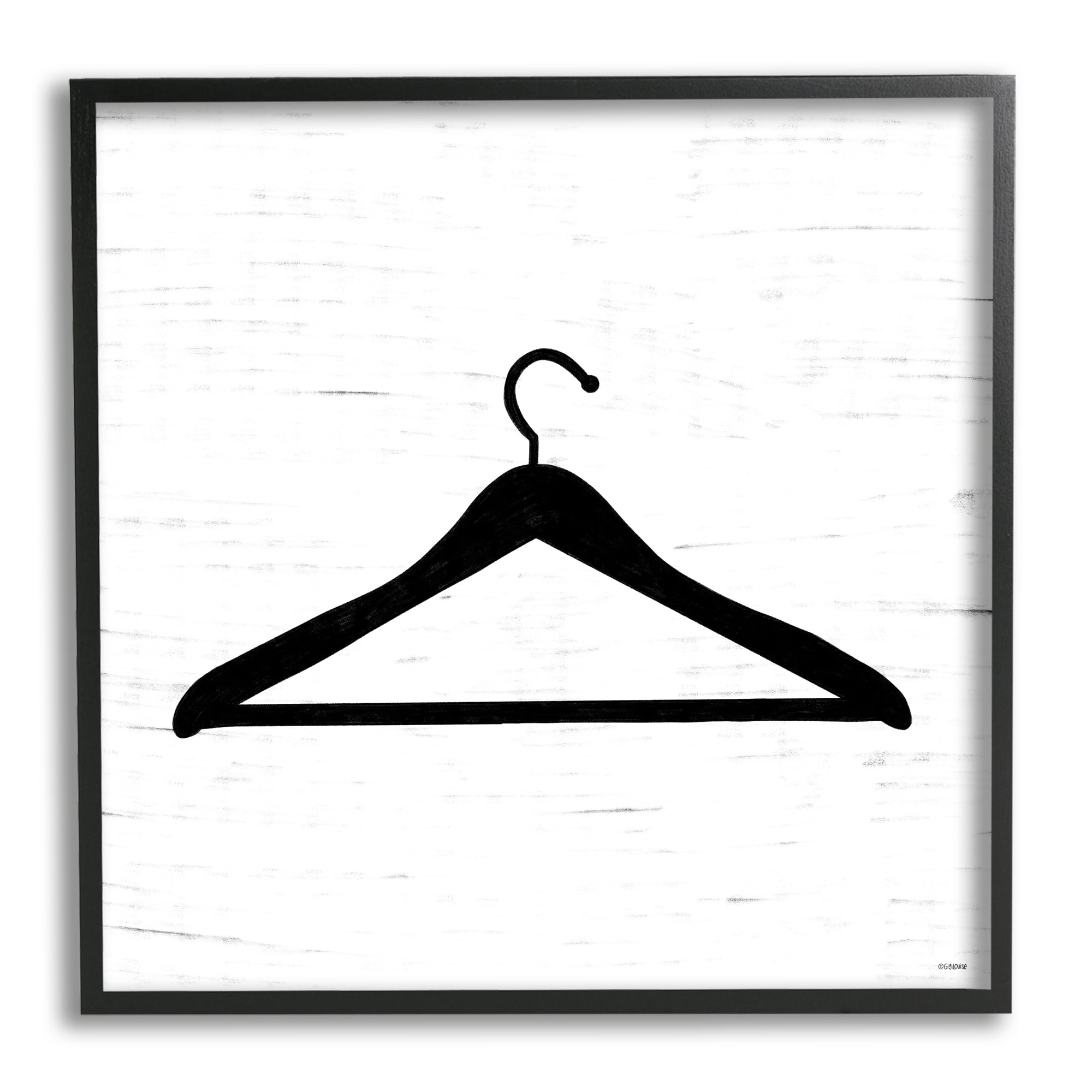 Stupell Industries Hanger Laundry Bathroom Black And White Design, 24 x 24,Design by Gigi Louise