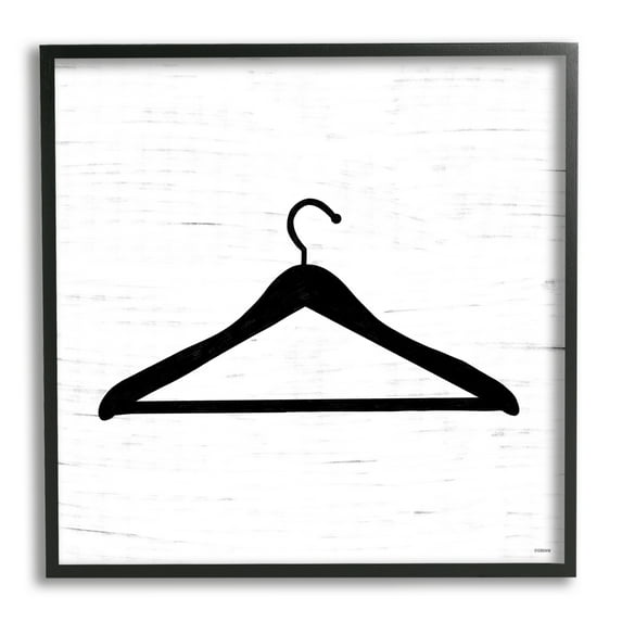 Stupell Industries Hanger Laundry Bathroom Black And White Design Framed Giclee Texturized Art by Gigi Louise