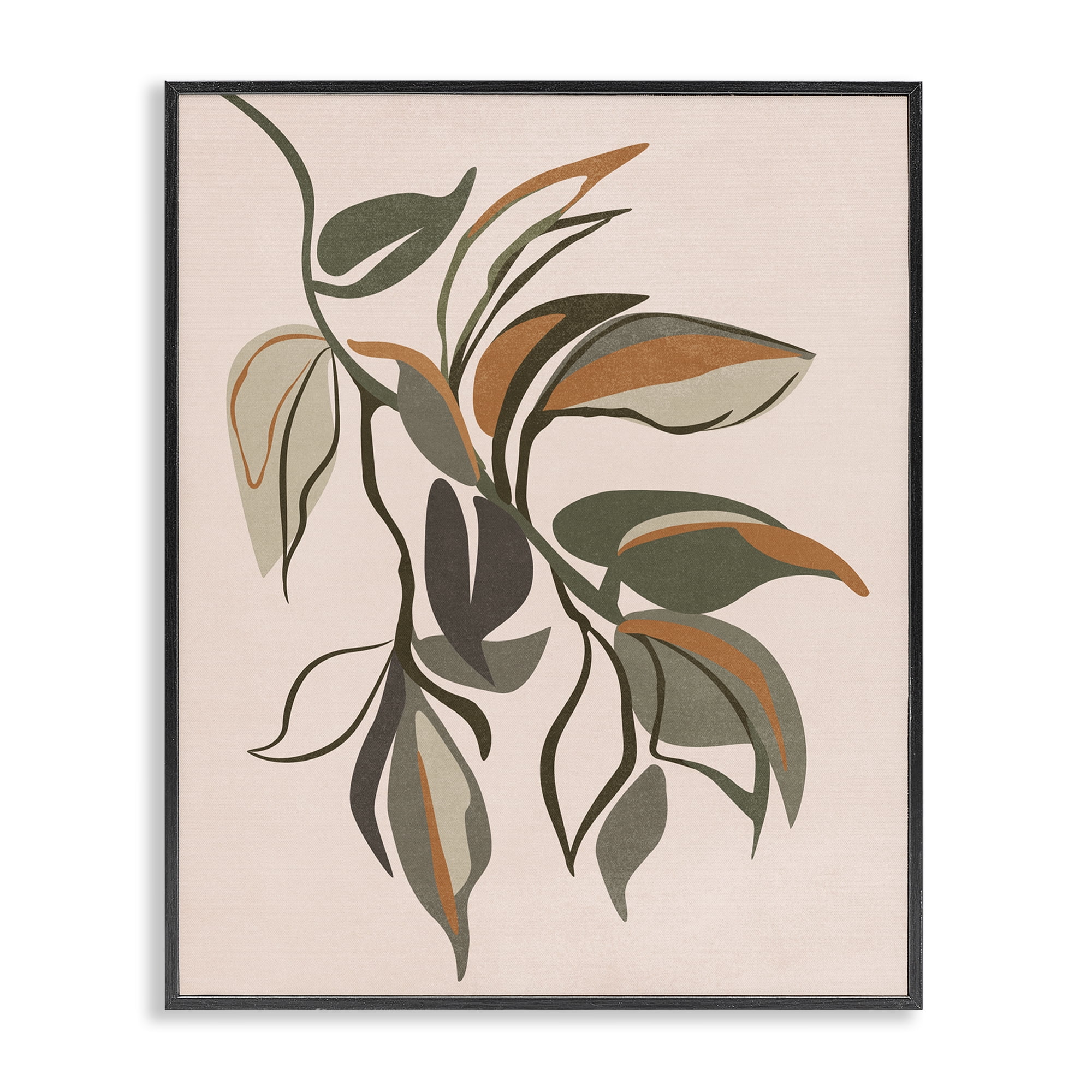 Stupell Industries Hanging Botanical Ivy Plants & Flowers Painting Black Framed Art Print Wall Art, 24 x 30