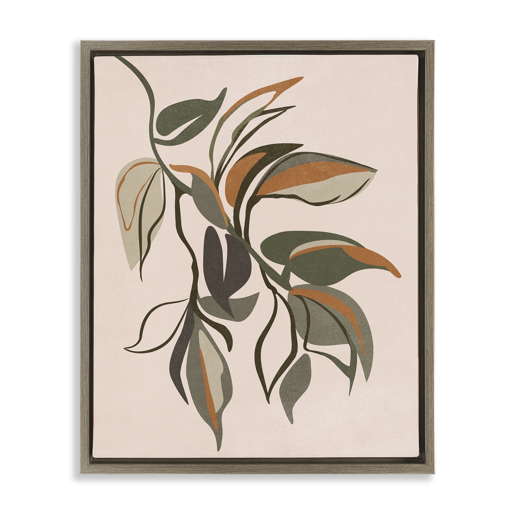Stupell Industries Hanging Botanical Ivy Plants & Flowers Painting Brown Floater Framed Canvas Art Print Wall Art, 25 x 31