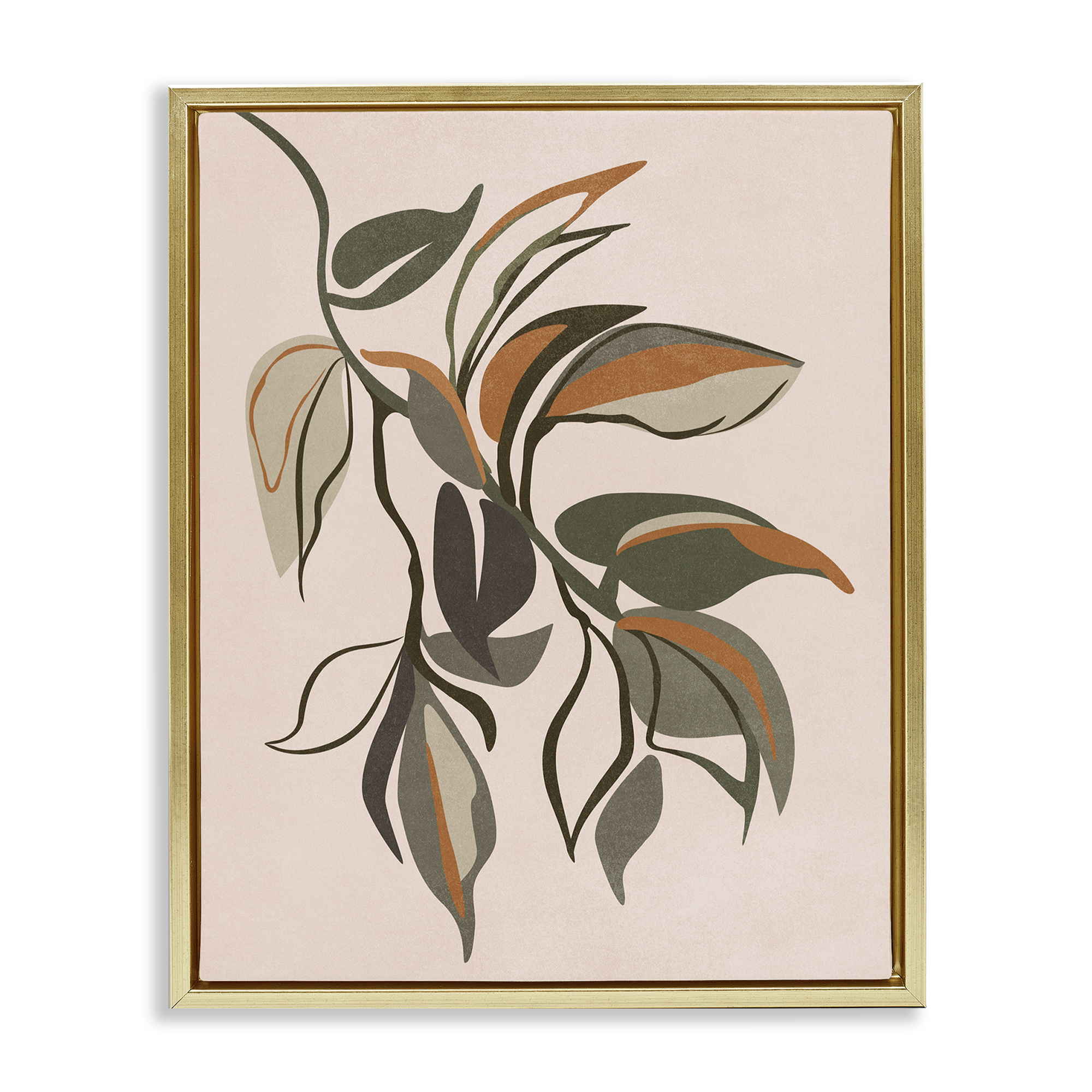 Stupell Industries Hanging Botanical Ivy Plants & Flowers Painting Gold Floater Framed Canvas Art Print Wall Art, 17 x 21