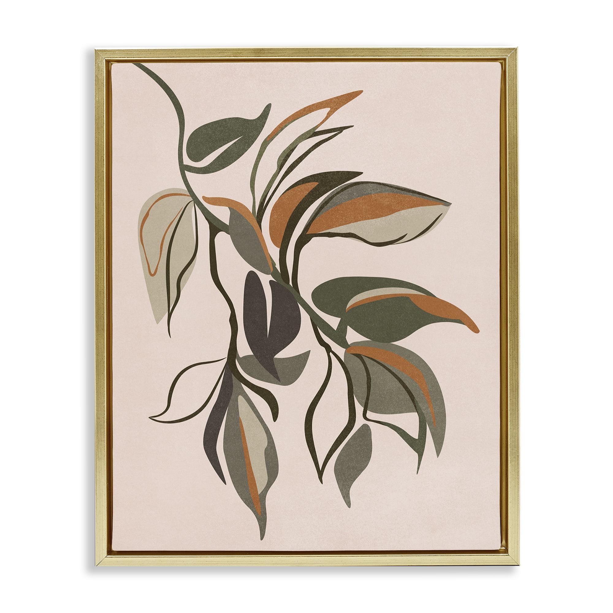 Stupell Industries Hanging Botanical Ivy Plants & Flowers Painting Gold Floater Framed Canvas Art Print Wall Art, 25 x 31