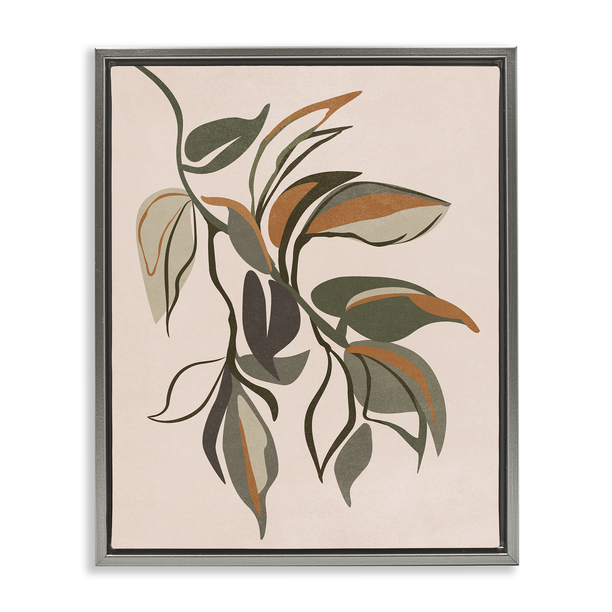 Stupell Industries Hanging Botanical Ivy Plants & Flowers Painting Gray Floater Framed Canvas Art Print Wall Art, 17 x 21