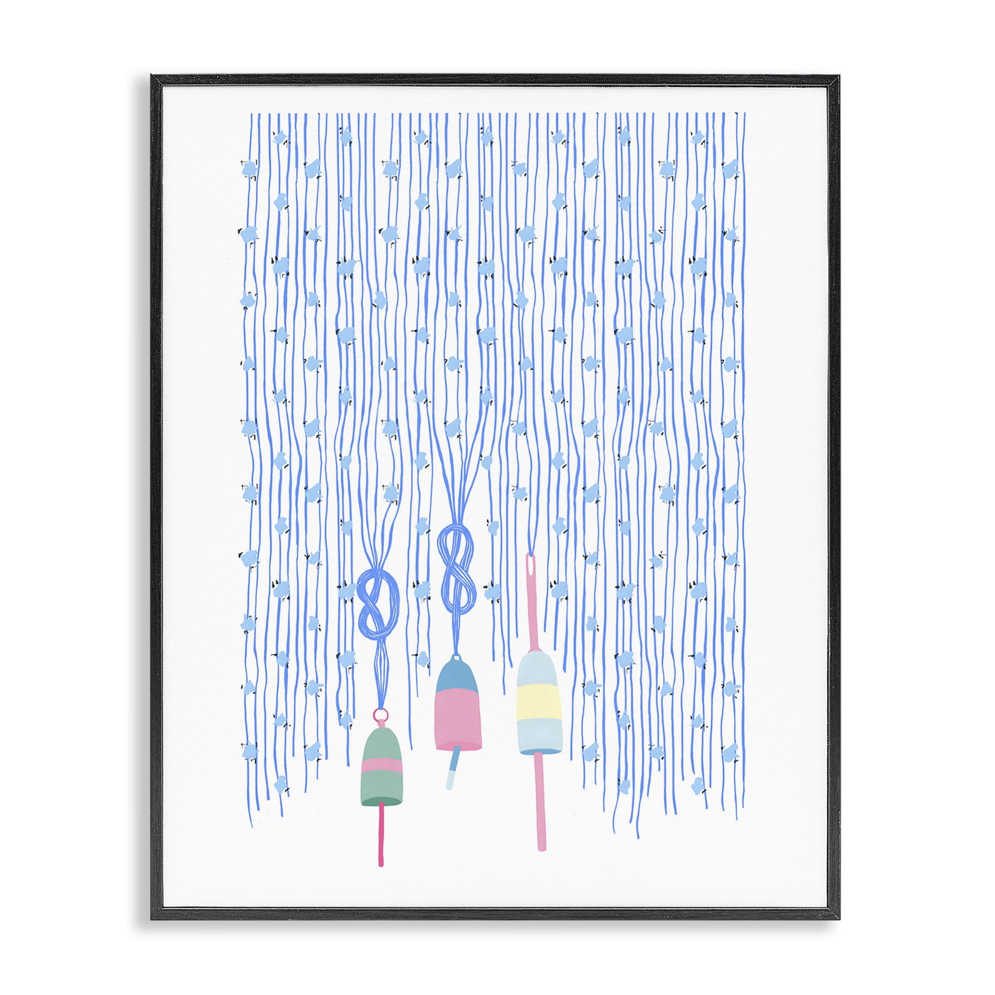 Stupell Industries Hanging Buoys on Ropes Black Framed Giclee Art, design by Melissa Tilley