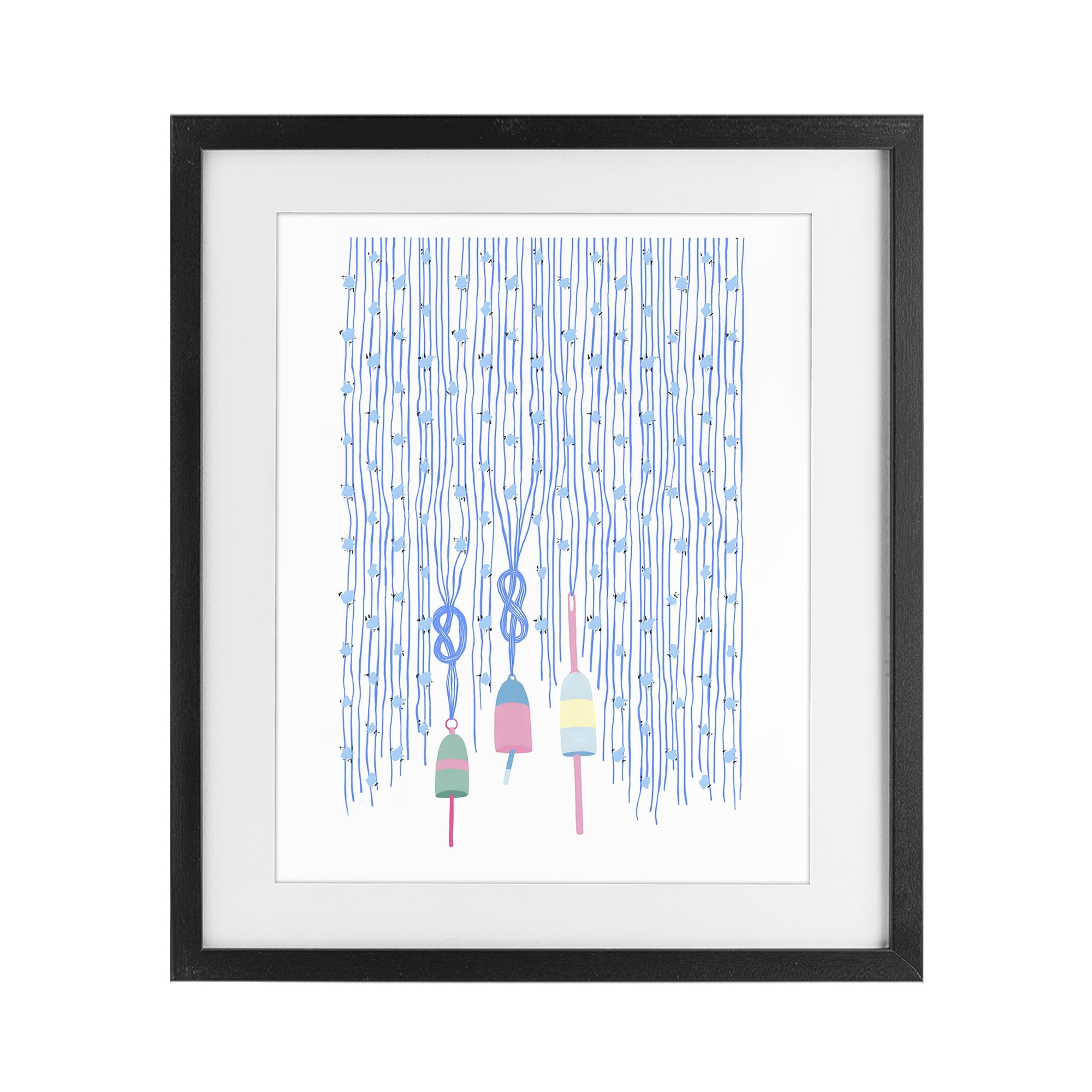 Stupell Industries Hanging Buoys on Ropes Black Framed Print Under Glass, design by Melissa Tilley