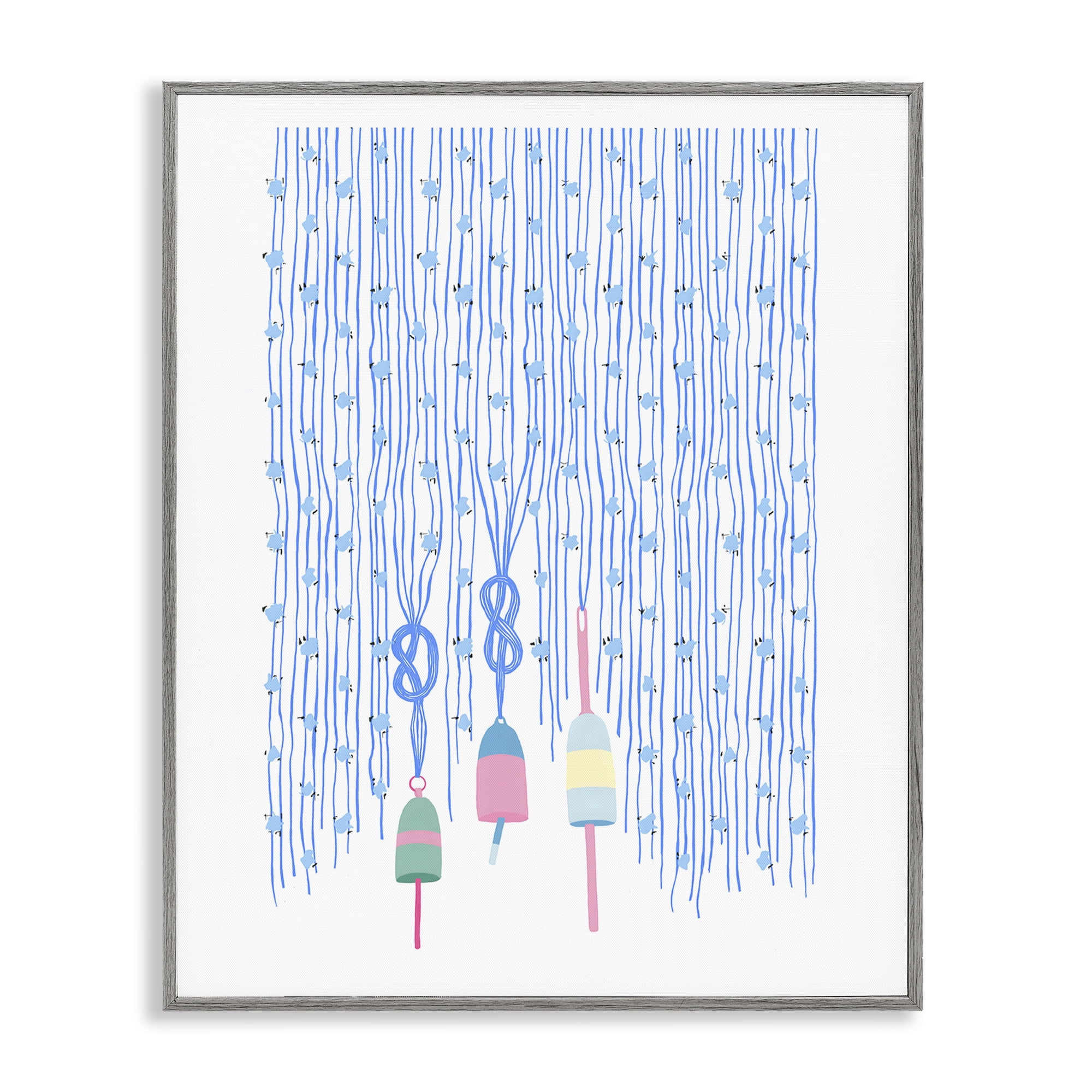 Stupell Industries Hanging Buoys on Ropes Gray Framed Giclee Art, design by Melissa Tilley