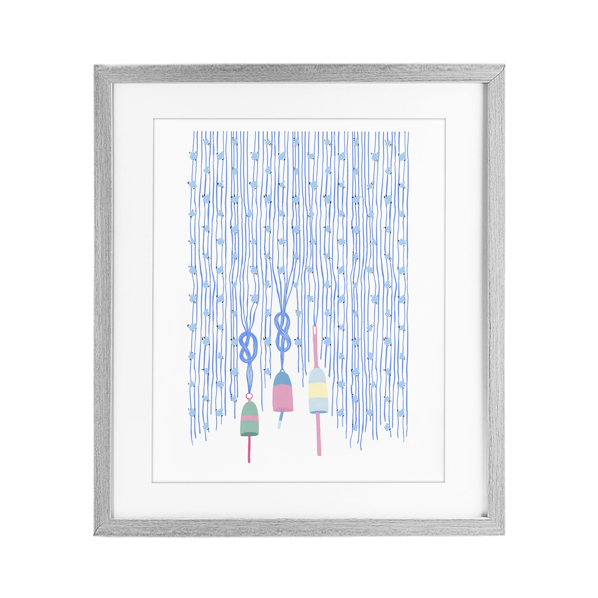 Stupell Industries Hanging Buoys on Ropes Gray Framed Print Under Glass, design by Melissa Tilley