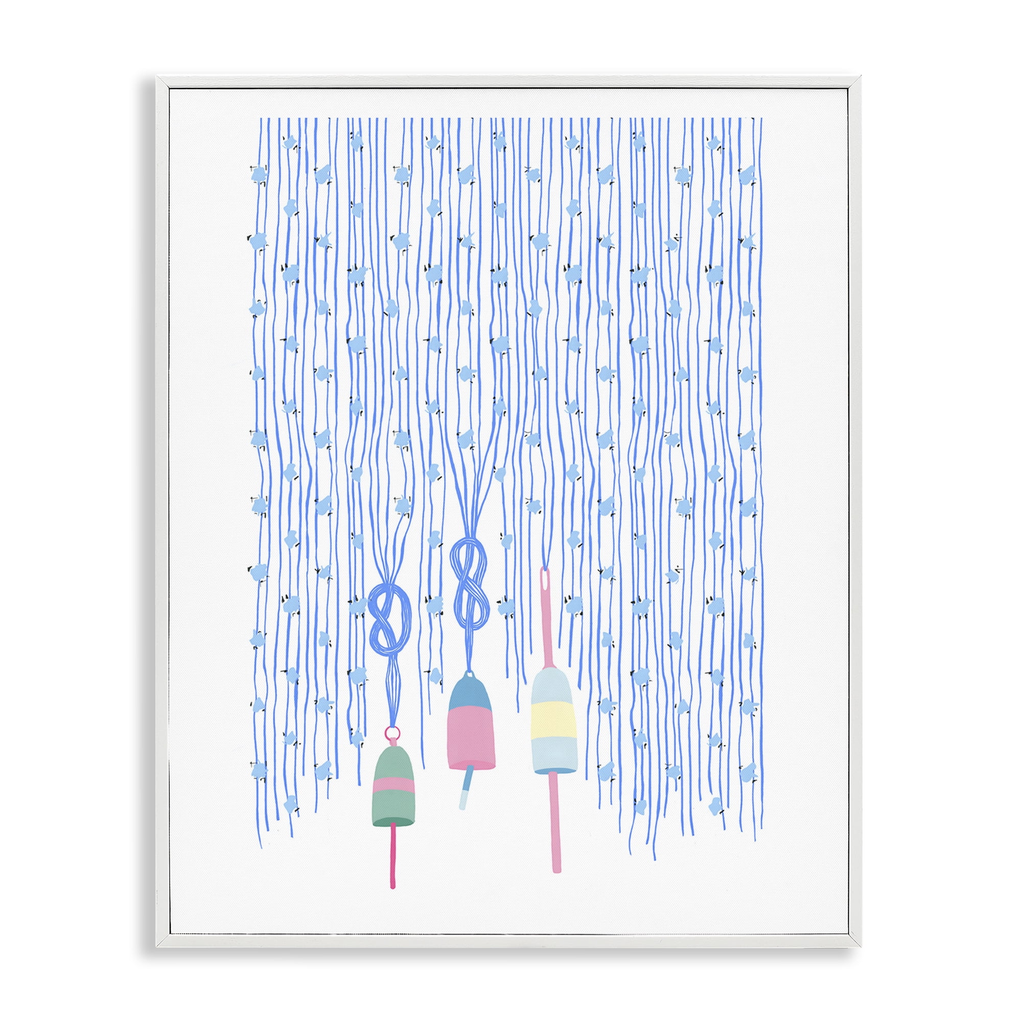 Stupell Industries Hanging Buoys on Ropes White Framed Giclee Art, design by Melissa Tilley