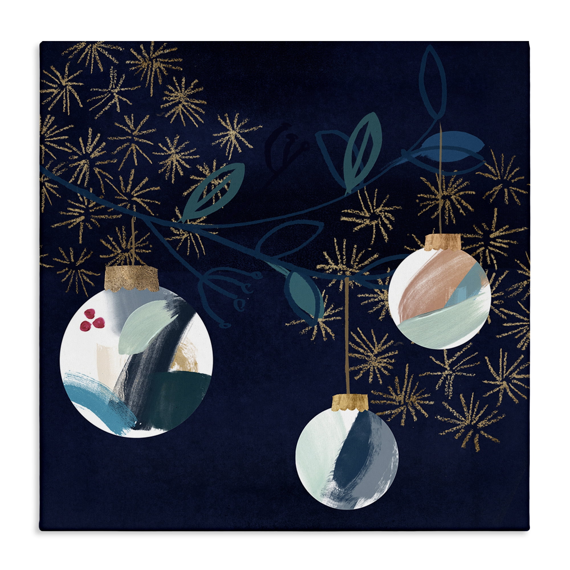 Stupell Industries Hanging Christmas Orbs Holiday Painting Gallery Wrapped Canvas Art Print Wall Art, 30 x 30