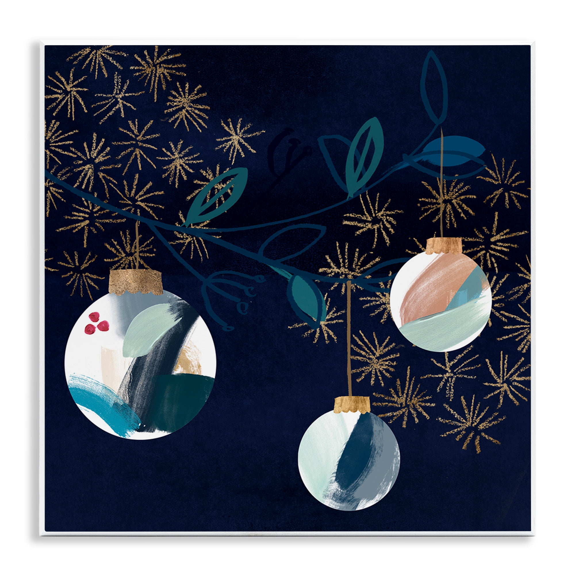 Stupell Industries Hanging Christmas Orbs Holiday Painting Unframed Art Print Wall Art, 12 x 12