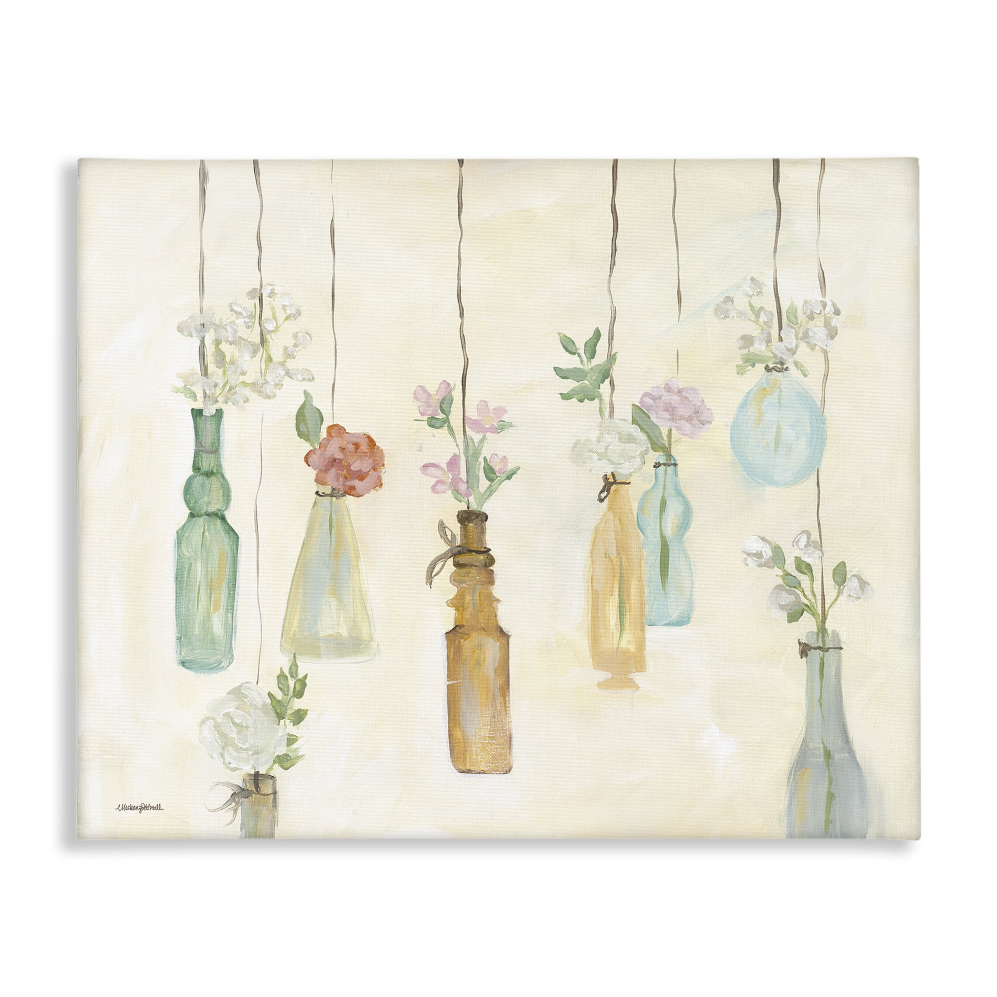 Stupell Industries Hanging Floral Bottles Botanical & Floral Painting Gallery Wrapped Canvas Art Print Wall Art, 40 x 30