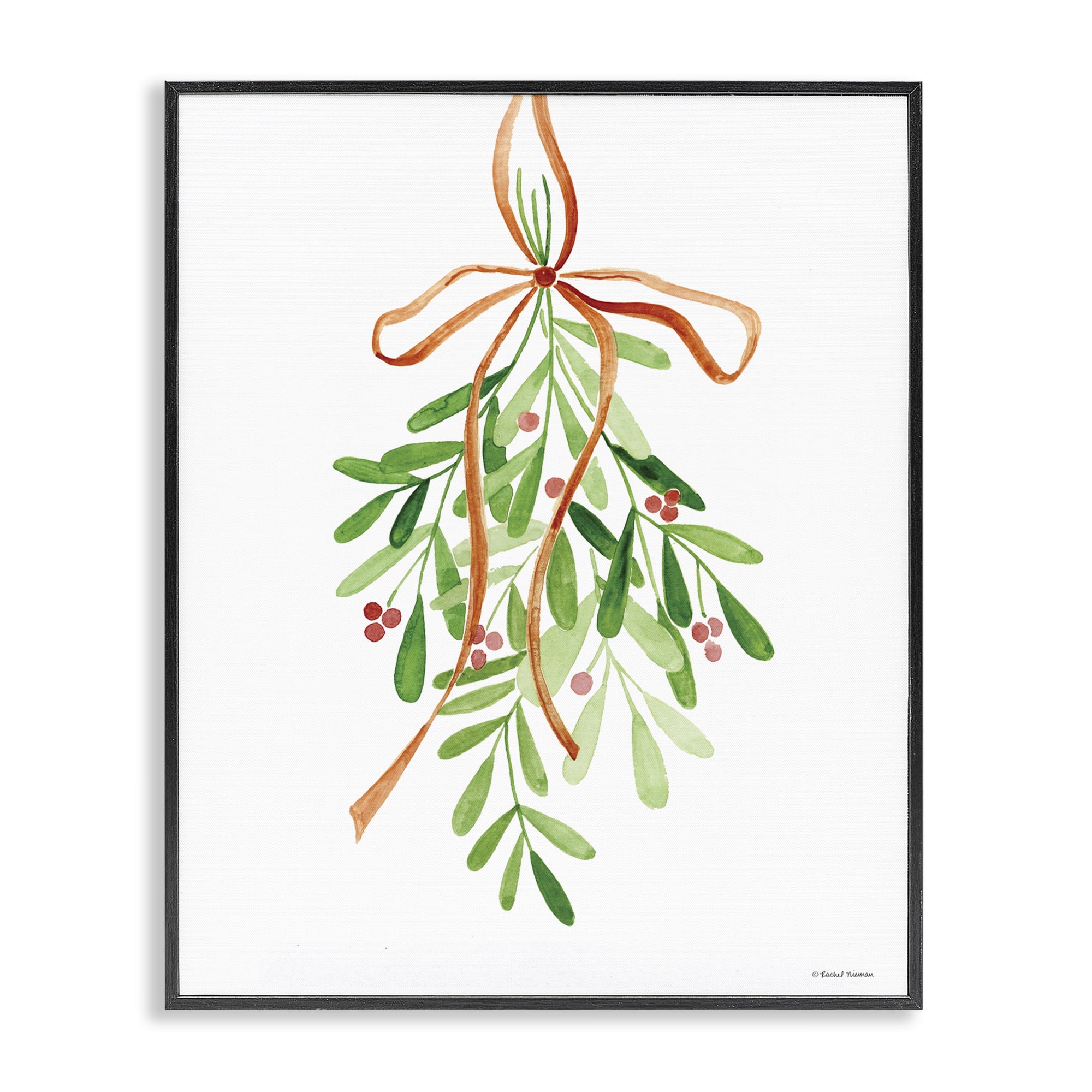 Stupell Industries Hanging Holly Botanicals Holiday Painting Black Framed Art Prints Wall Art, 11 x 14