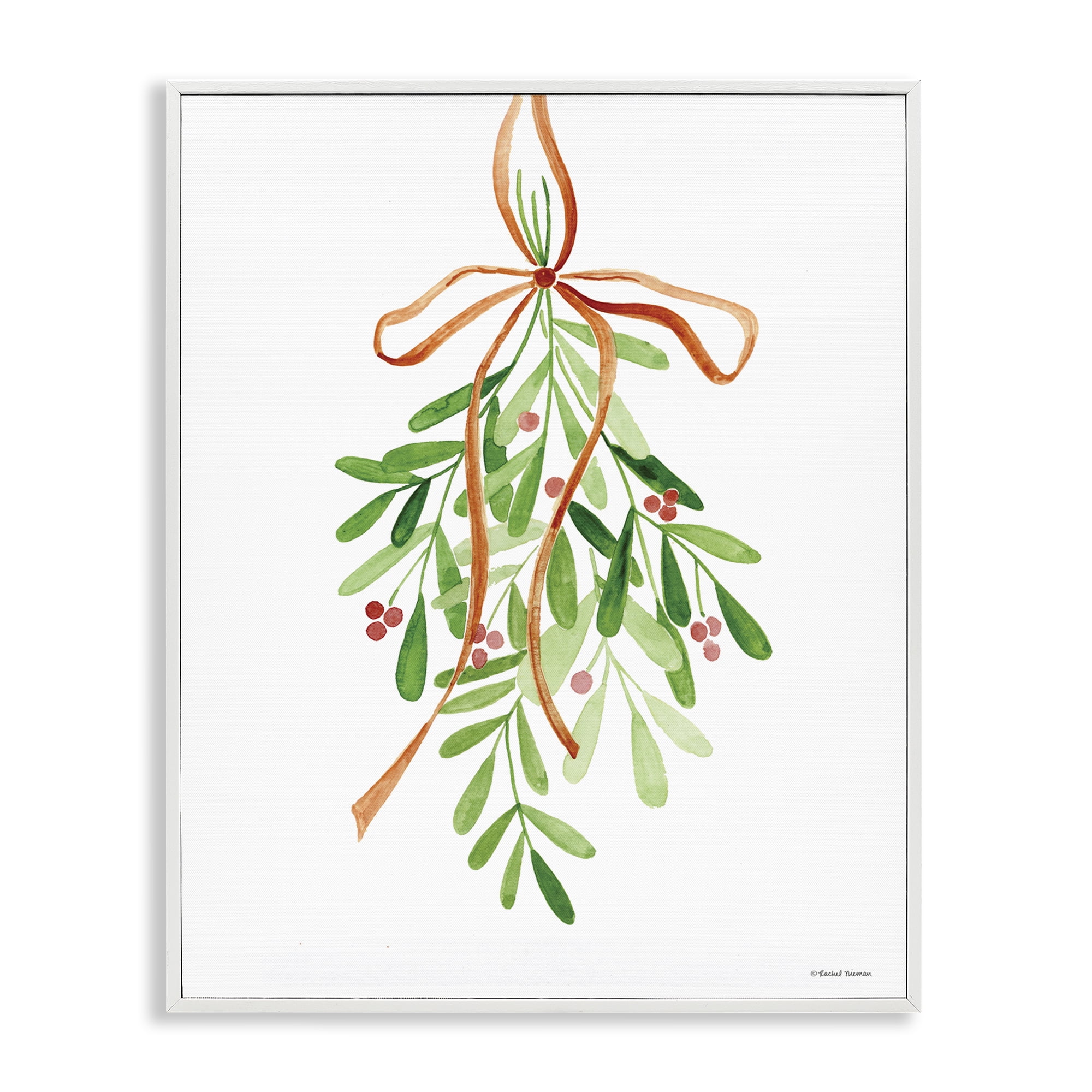 Stupell Industries Hanging Holly Botanicals Holiday Painting White Framed Art Prints Wall Art, 16 x 20
