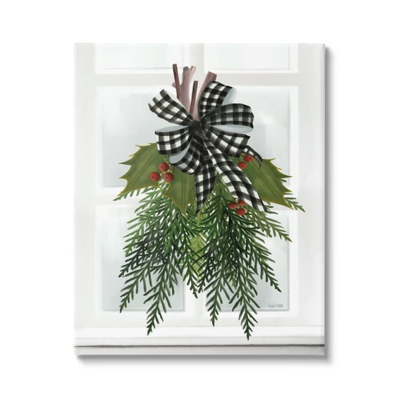 Stupell Industries Hanging Holly Botanicals Mistletoe Seasonal Winter Flowers Graphic Art Gallery Wrapped Canvas Print Wall Art, Design by House Fenway