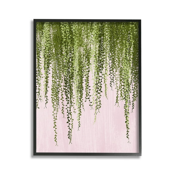 Stupell Industries Hanging Ivy on Pink Botanical & Floral Painting Black Framed Art Print Wall Art, 11 x 14