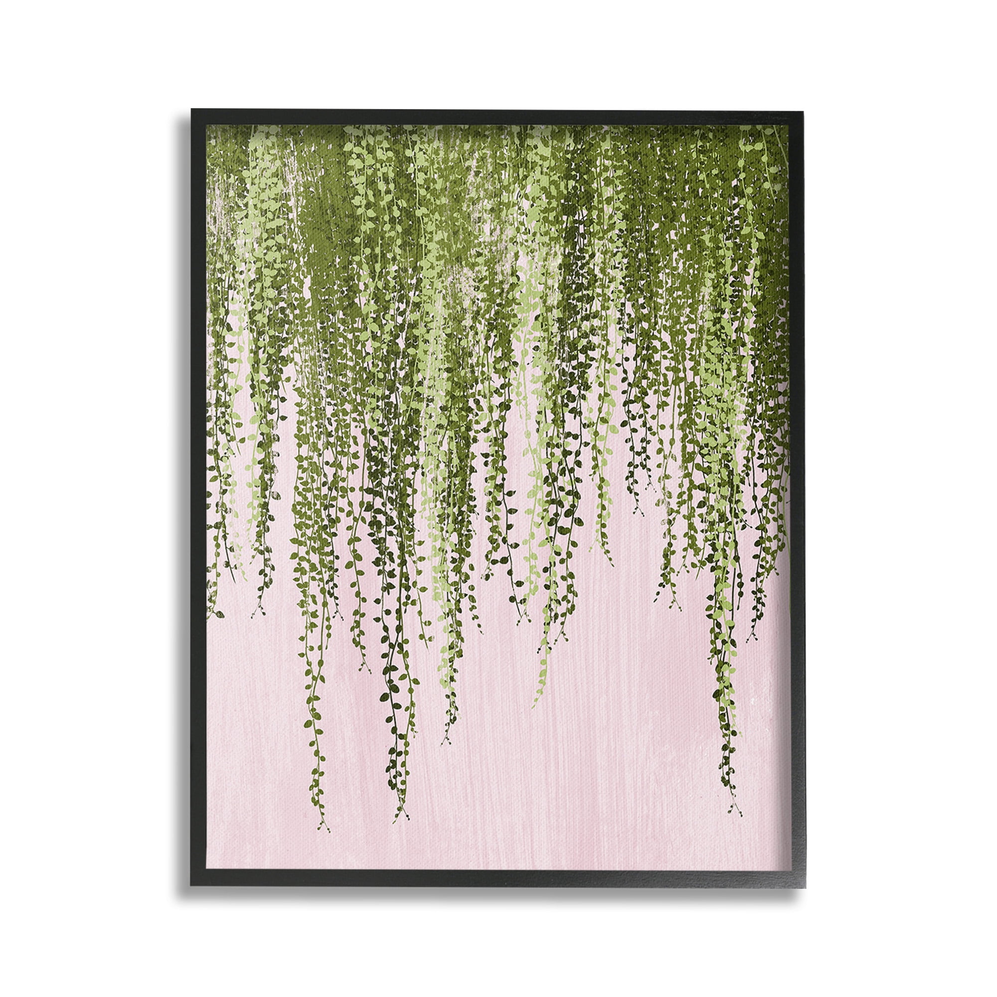 Stupell Industries Hanging Ivy on Pink Botanical & Floral Painting Black Framed Art Print Wall Art, 24 x 30