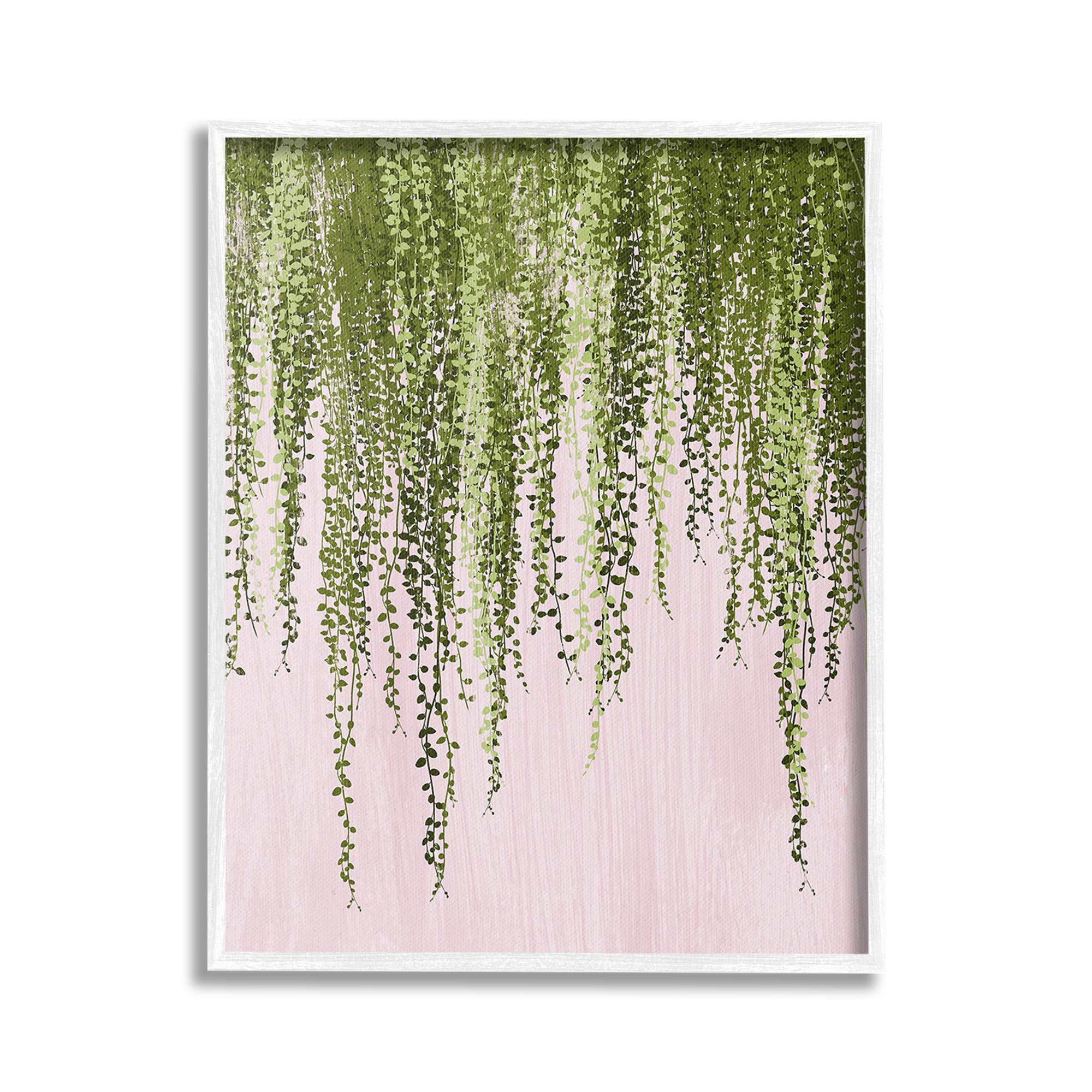 Stupell Industries Hanging Ivy on Pink Botanical & Floral Painting White Framed Art Print Wall Art, 24 x 30
