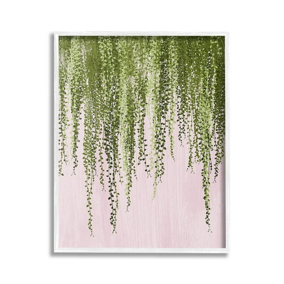 Stupell Industries Hanging Ivy on Pink Botanical & Floral Painting White Framed Art Print Wall Art, 24 x 30