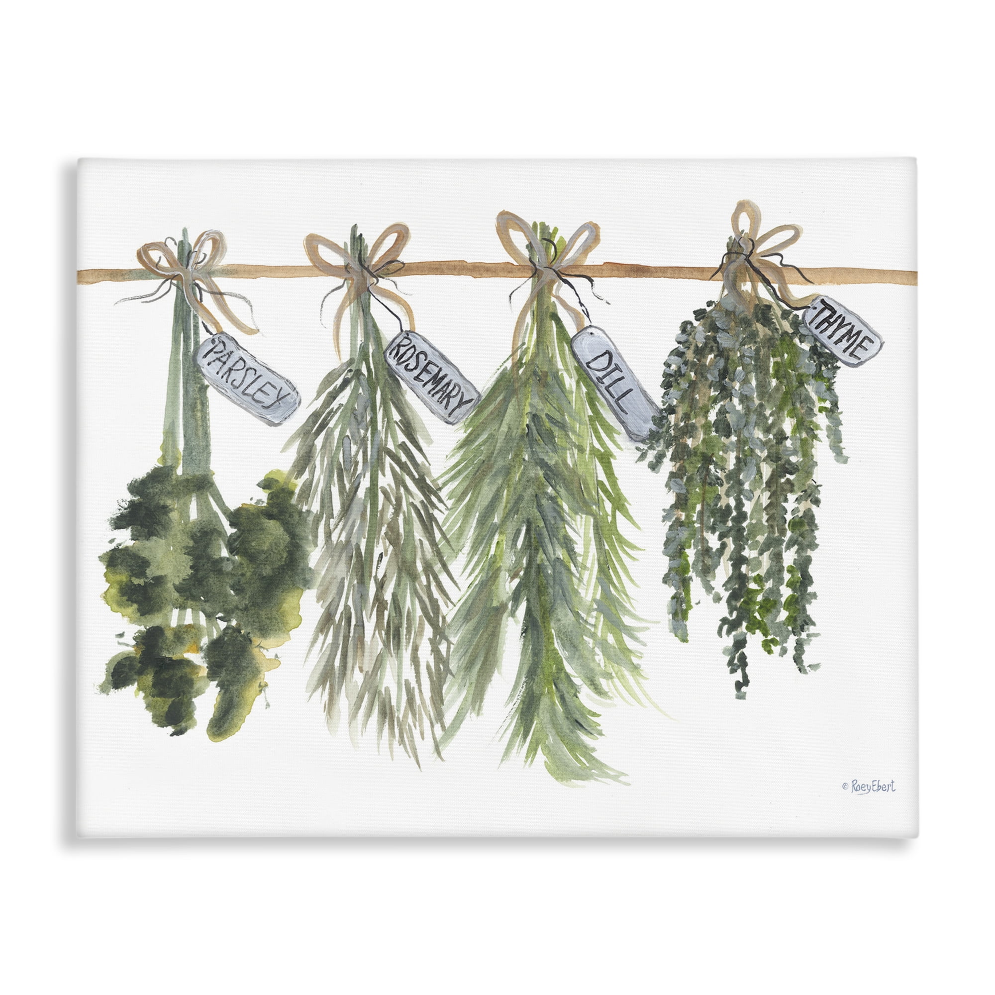 Stupell Industries Hanging Kitchen Herbs Botanical & Floral Painting Gallery Wrapped Canvas Art Print Wall Art, 30 x 24