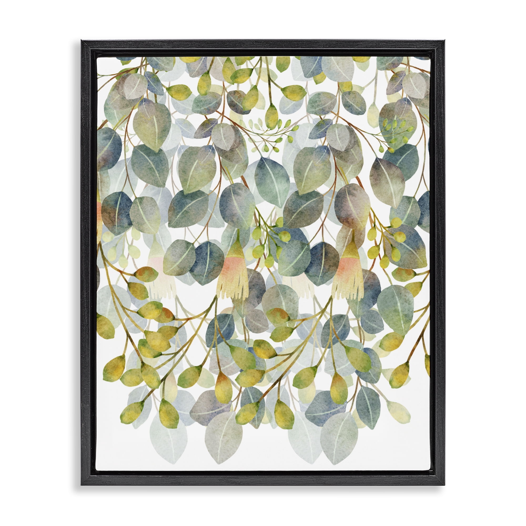 Stupell Industries Hanging Layered Botanicals Black Framed Floater Canvas Wall Art, design by Marcus Prime