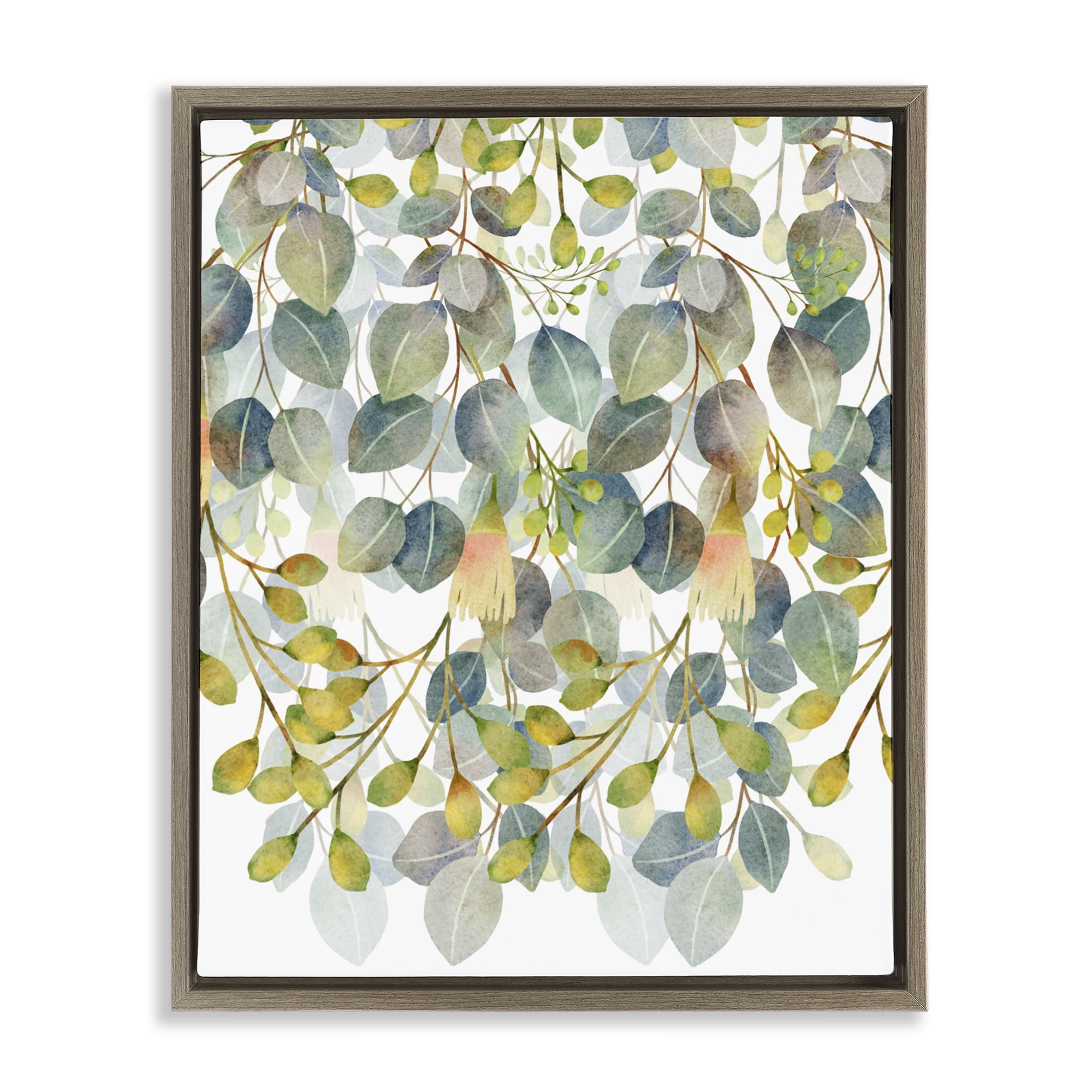 Stupell Industries Hanging Layered Botanicals Brown Framed Floater Canvas Wall Art, design by Marcus Prime