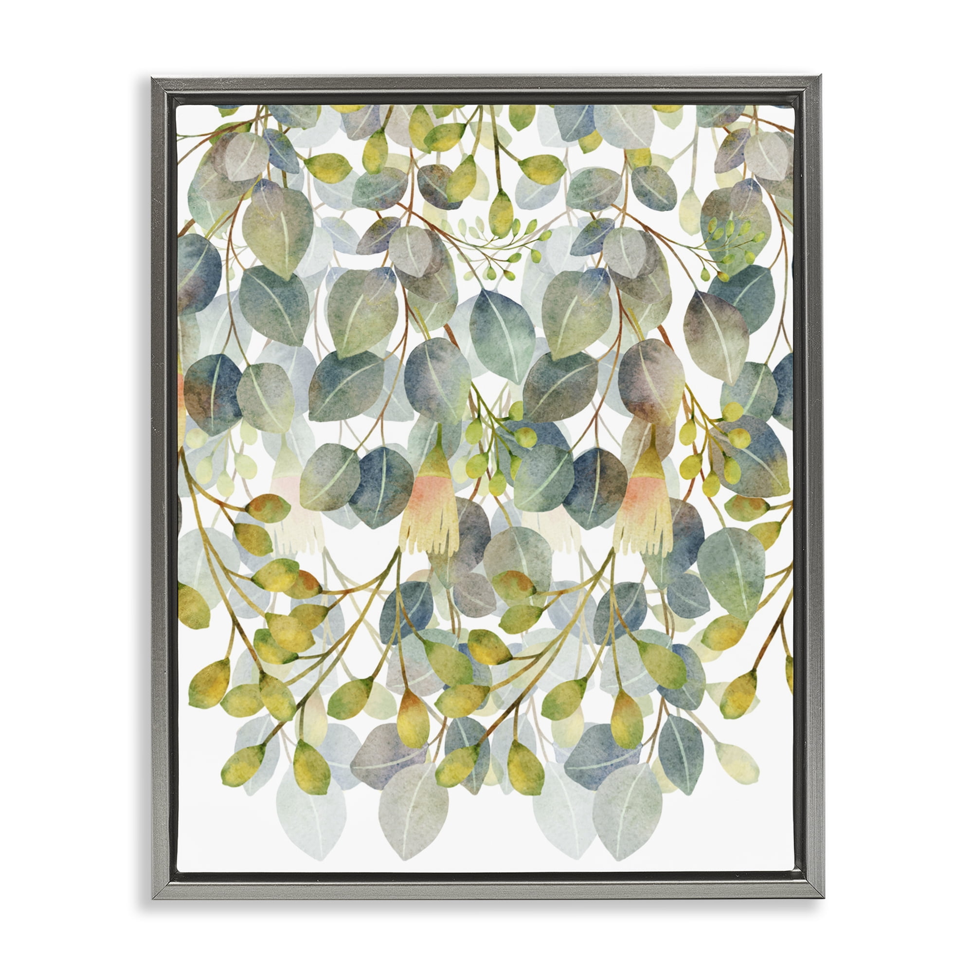 Stupell Industries Hanging Layered Botanicals Gray Framed Floater Canvas Wall Art, design by Marcus Prime