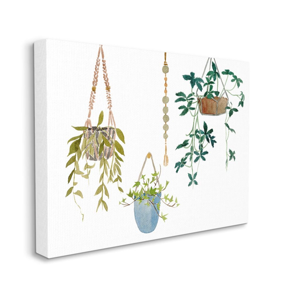 Green and Blue Hanging Plant Vines Watercolor Canvas Art, 30" x 40"