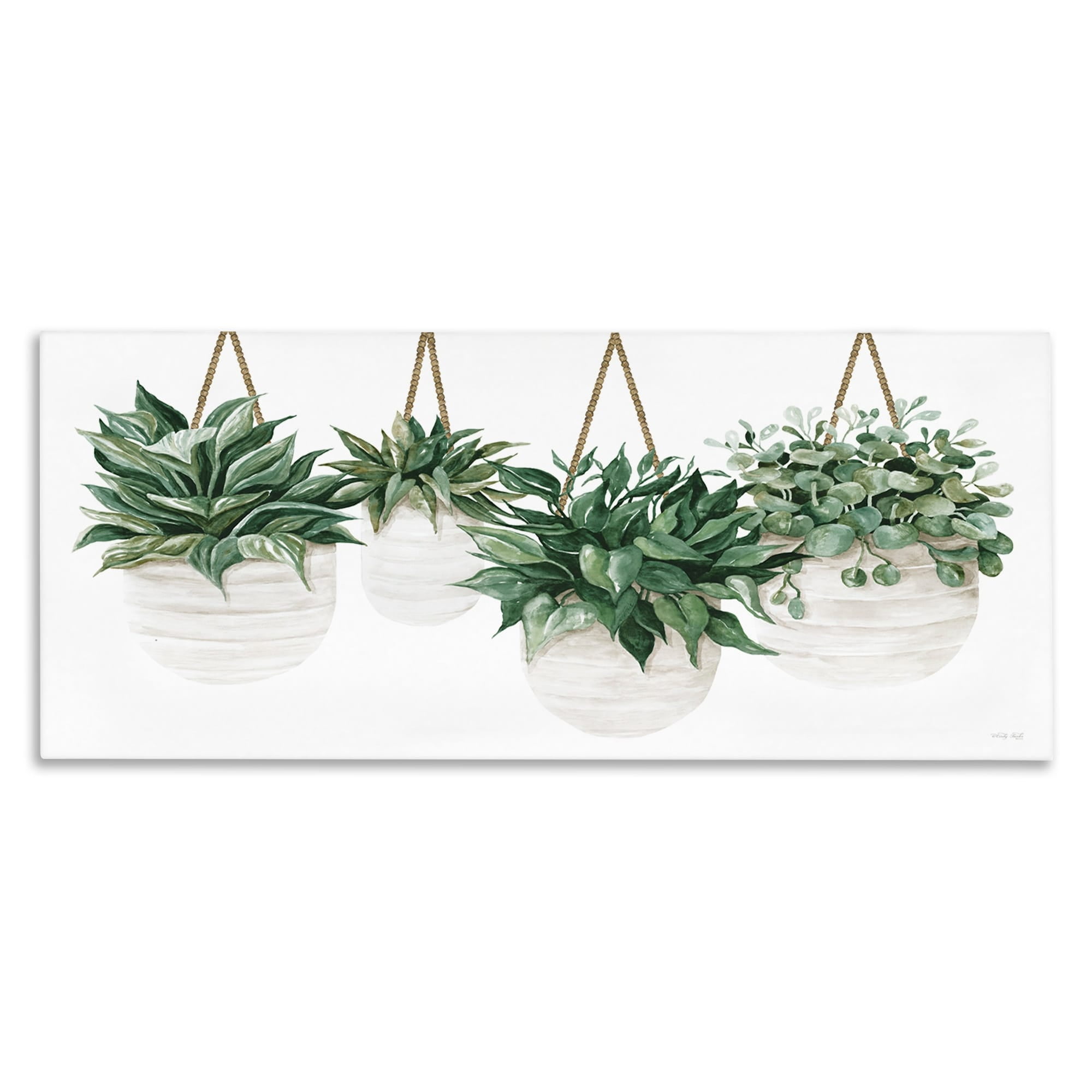 Green Hanging Planters House Plant Canvas Wall Art