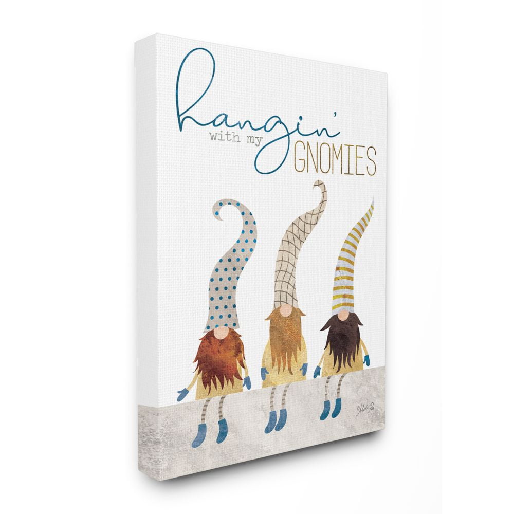 Stupell Industries Hanging with my Gnomies Garden Fictional Character Pun Canvas Wall Art Design by Marla Rae