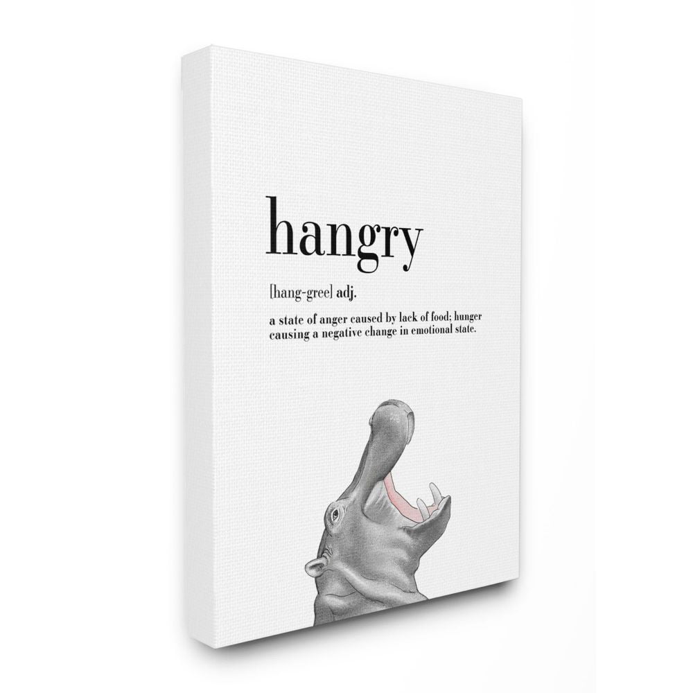 Stupell Industries Hangry Definition Hippo Animal Drawing Word Design Canvas Wall Art by Ziwei Li