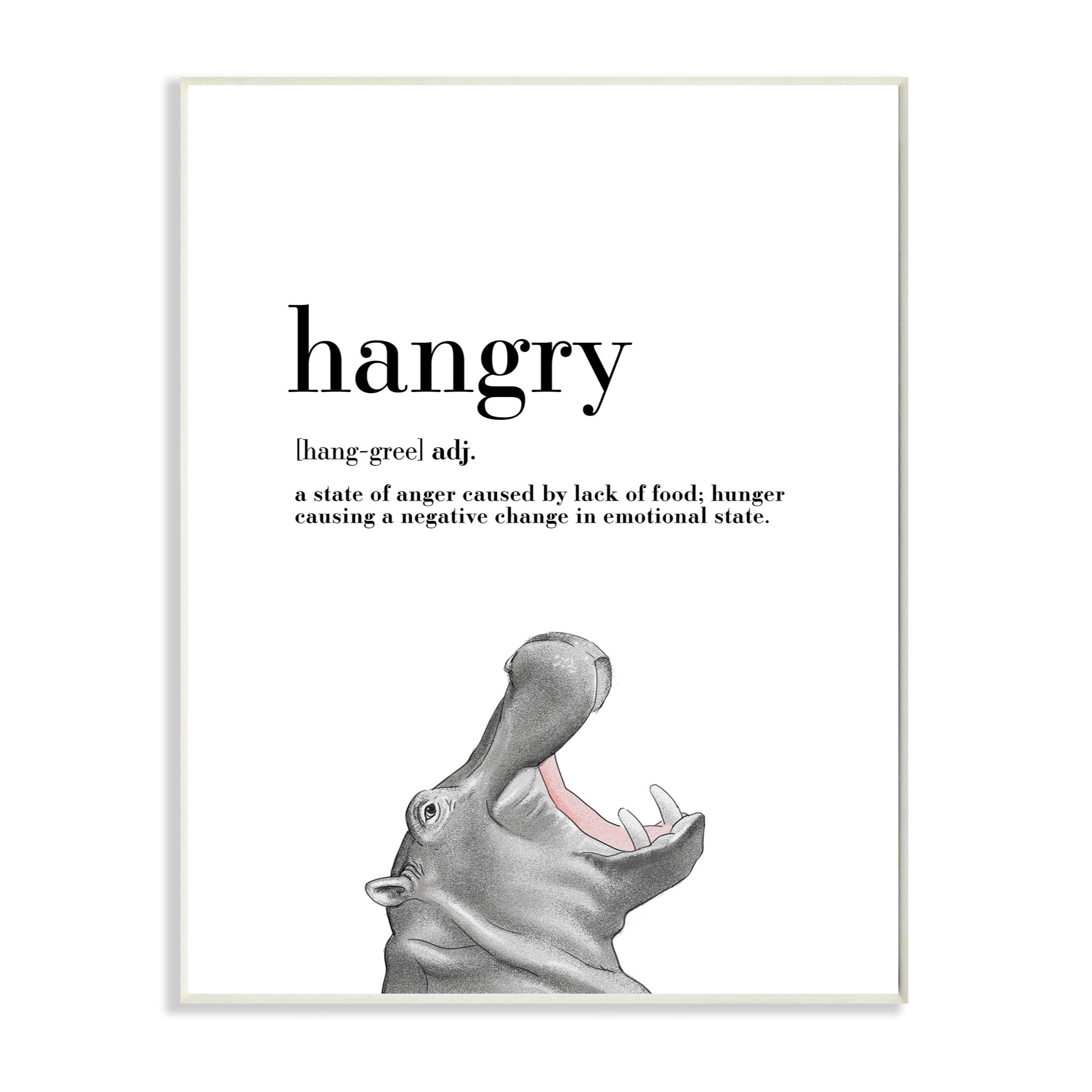 Stupell Industries Hangry Definition Hippo Animal Drawing Word Design Wall Plaque by Ziwei Li