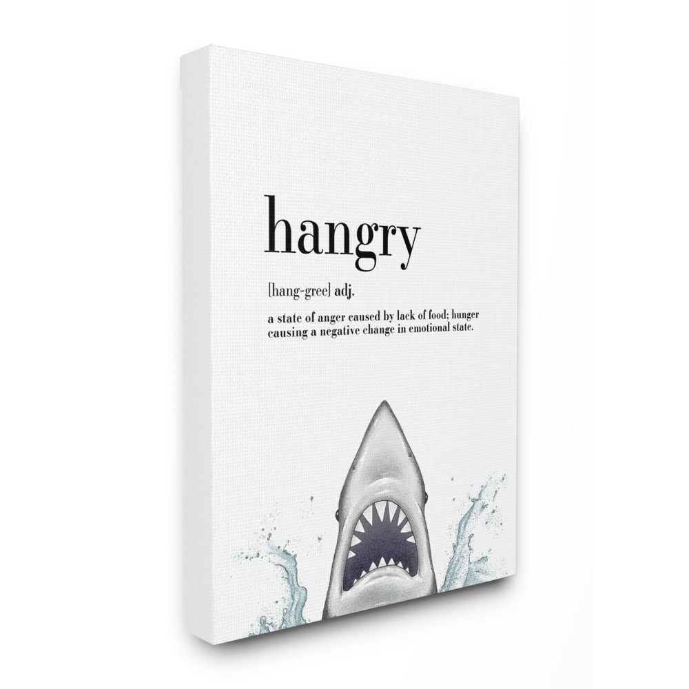 Stupell Industries Hangry Definition Shark Animal Drawing Word Design Canvas Wall Art by Ziwei Li