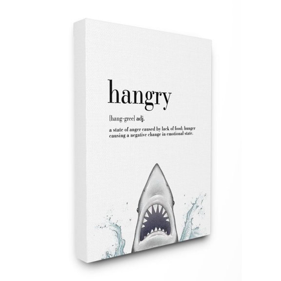 Stupell Industries Hangry Definition Shark Animal Drawing Word Design Canvas Wall Art by Ziwei Li
